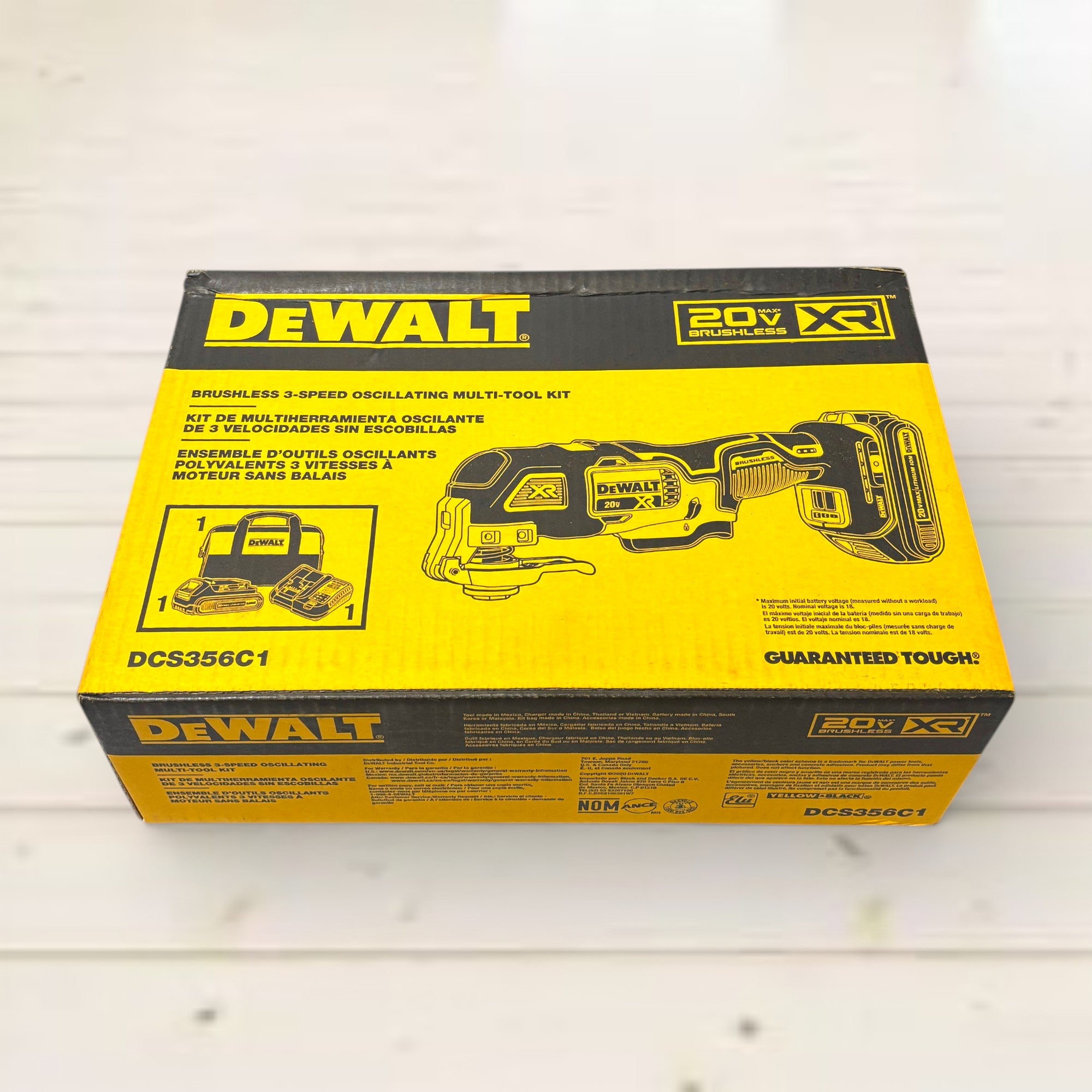 DEWALT (DCS356C1) 20V MAX XR Cordless Brushless 3-Speed Oscillating Multi Tool with (1) 20V 1.5Ah Battery and Charger