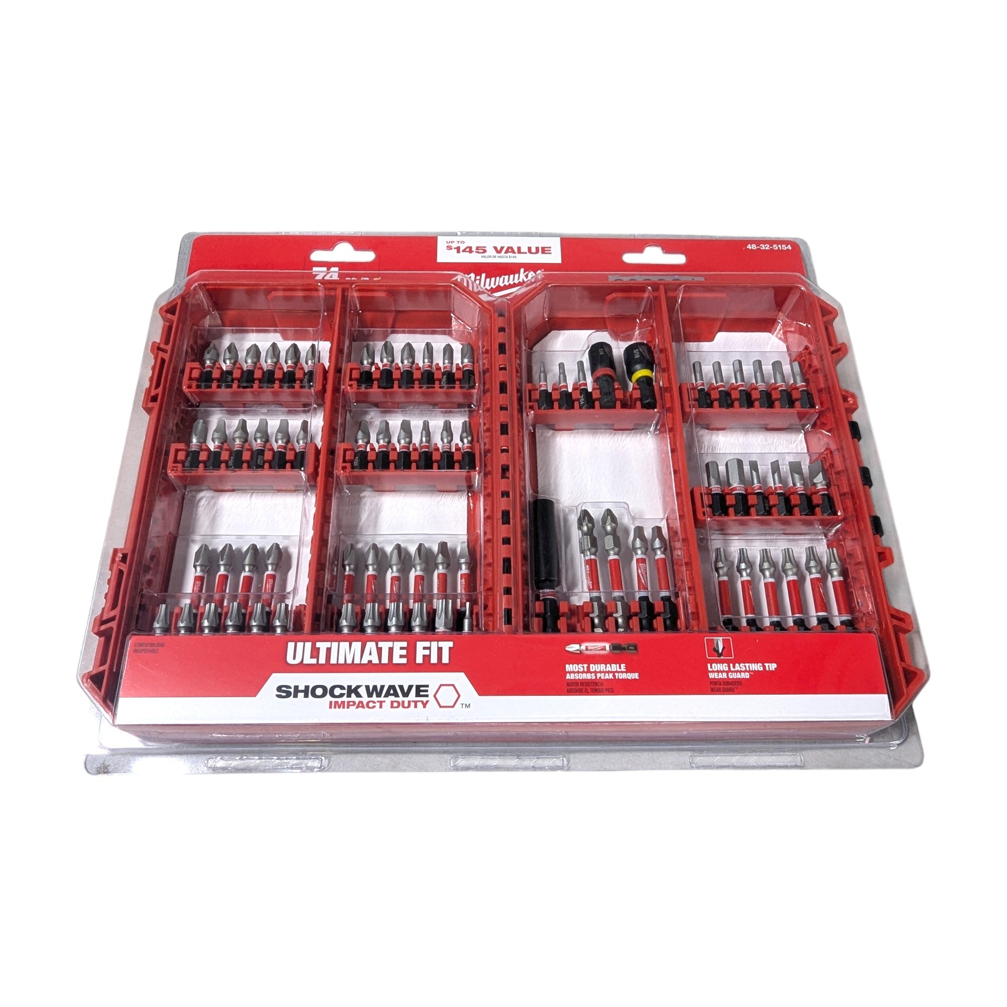 Milwaukee (48-32-5154) SHOCKWAVE Impact Duty Alloy Steel Screw Driver Bit Set (74-Piece)
