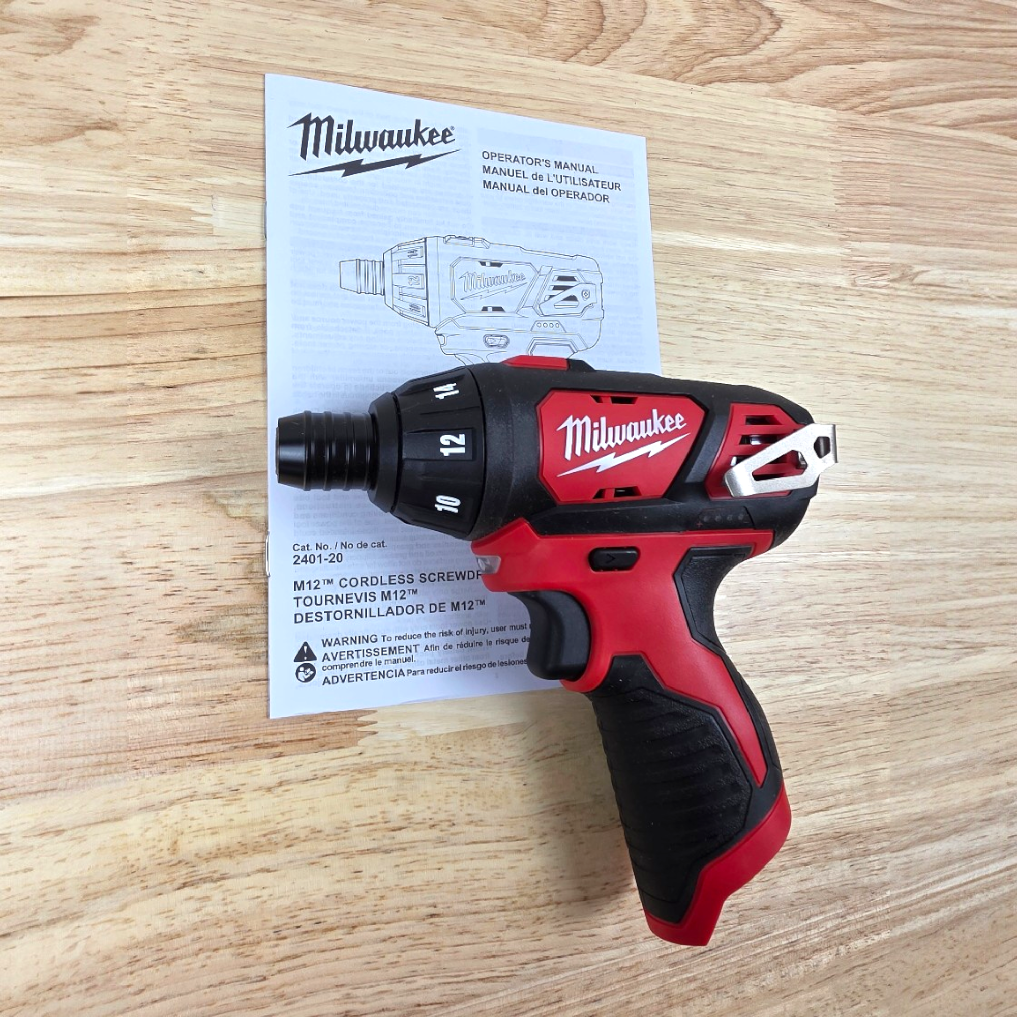 Milwaukee (2401-20) M12 12V Lithium-Ion Cordless 1/4 in. Hex Screwdriver - genuine, brand new in secure, non-retail packaging