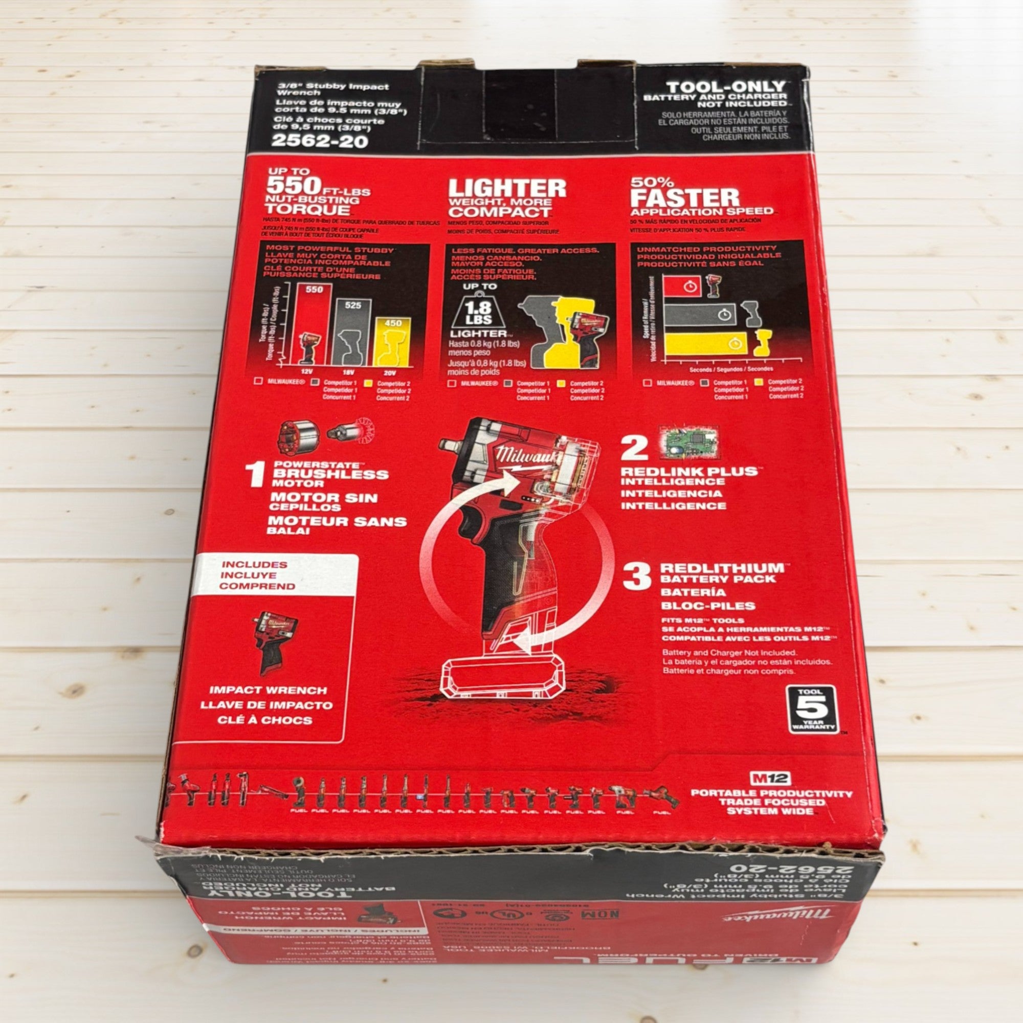 Milwaukee (2562-20) M12 FUEL 12V Lithium-Ion Brushless Cordless Stubby 3/8 in. Impact Wrench (Tool-Only)