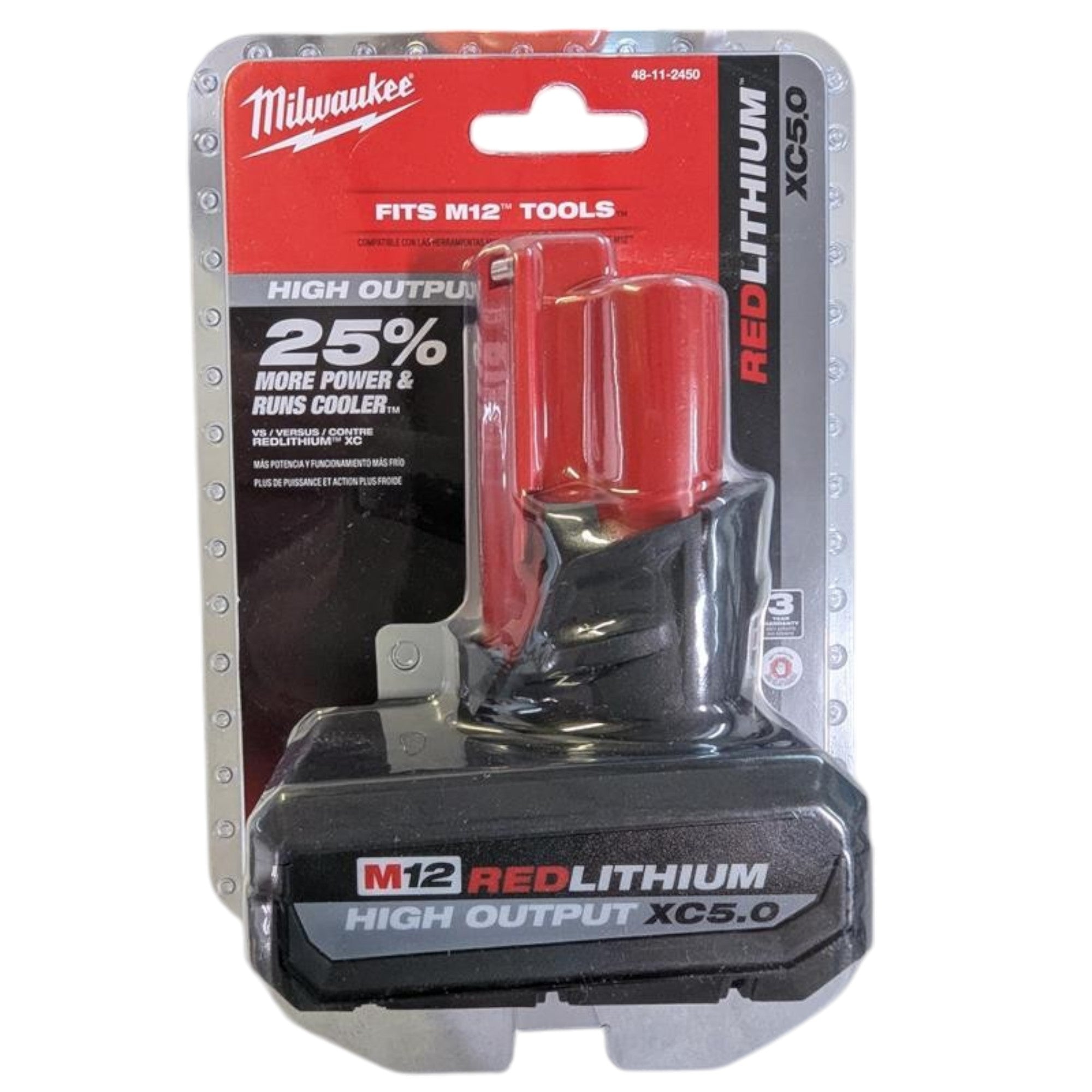 Milwaukee (48-11-2450) M12 12-Volt Lithium-Ion XC High Output 5.0 Ah Battery Pack