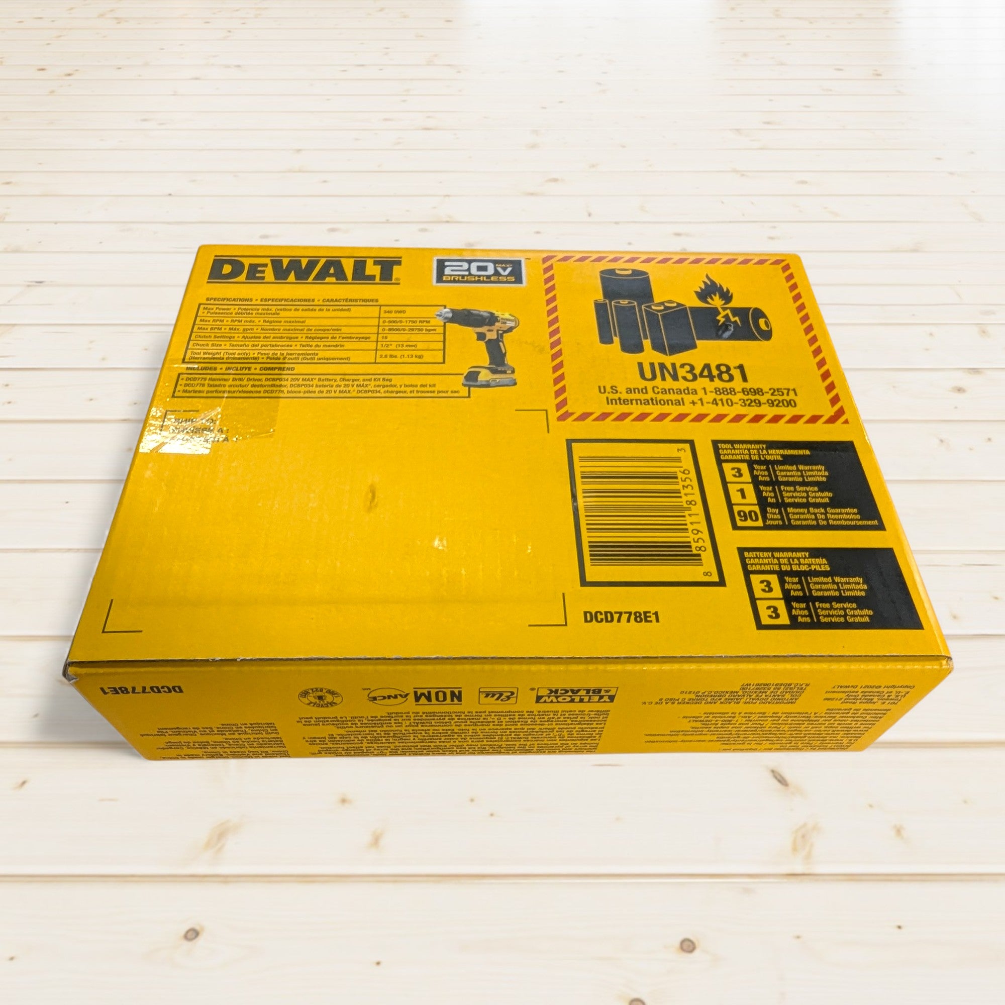 DeWalt (DCD778E1) POWERSTACK 1/2-in 20-volt max 1.7 -Amp Variable Speed Brushless Cordless Hammer Drill 1 -Batteries