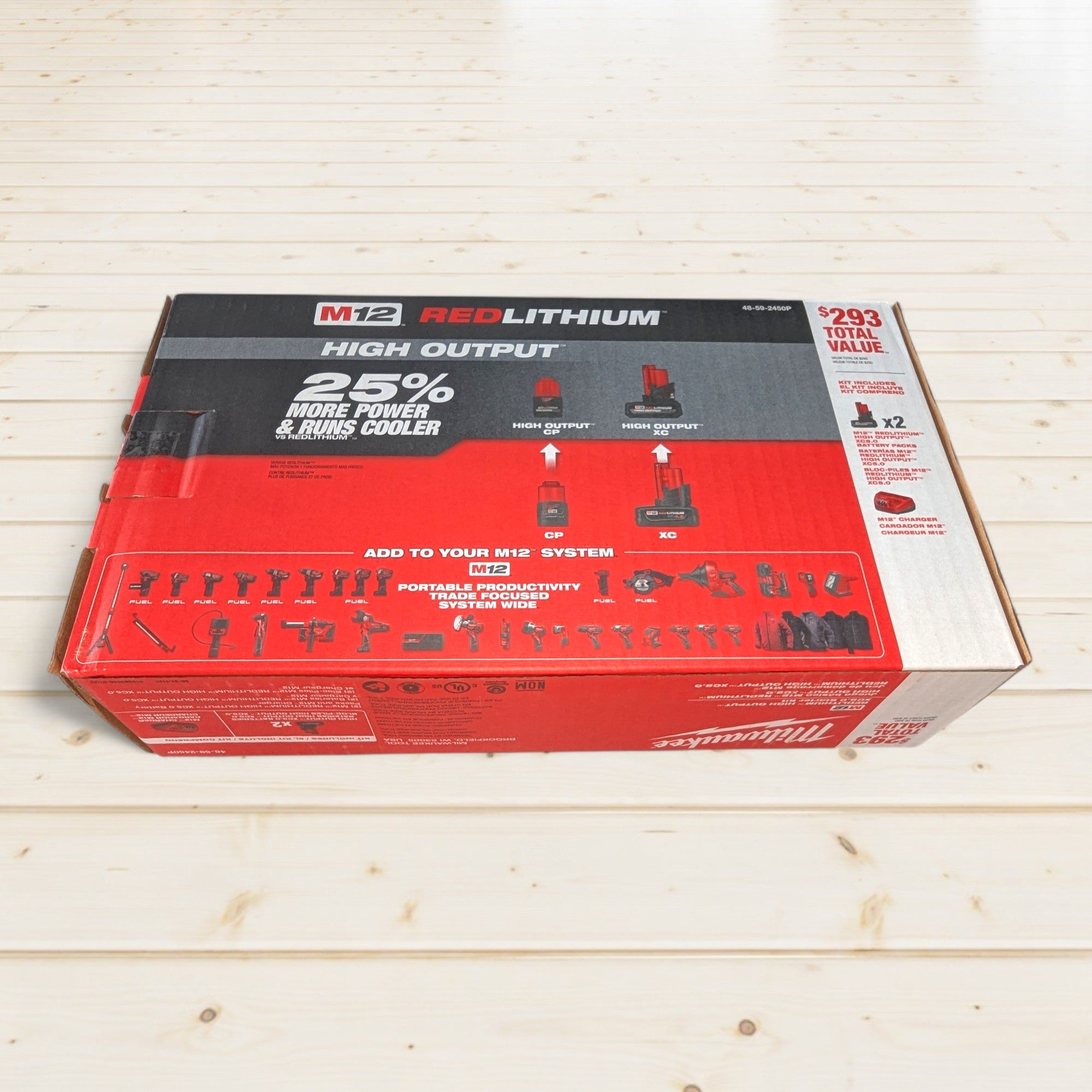 Milwaukee (48-59-2450P) M12 12V Lithium-Ion XC High Output 5.0 Ah Battery Pack (2-Pack) Starter Kit with Charger