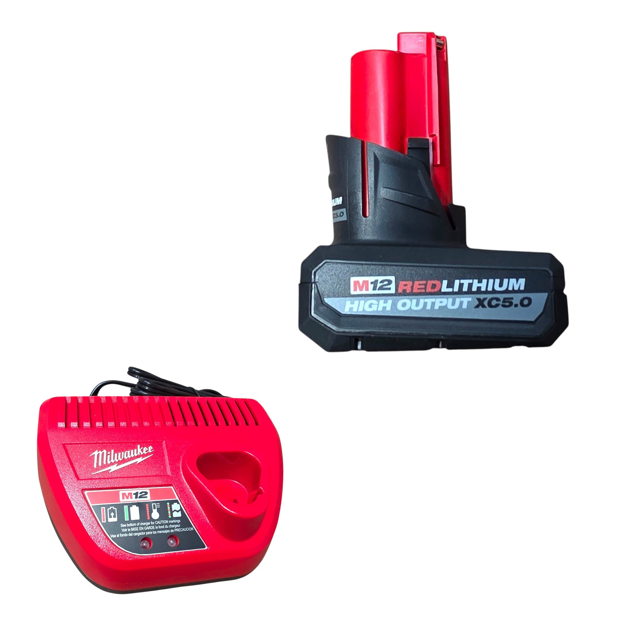 Milwaukee (48-59-2450B) M12 12-Volt Lithium-Ion XC High Output 5.0 Ah Battery Pack with Charger Starter Kit