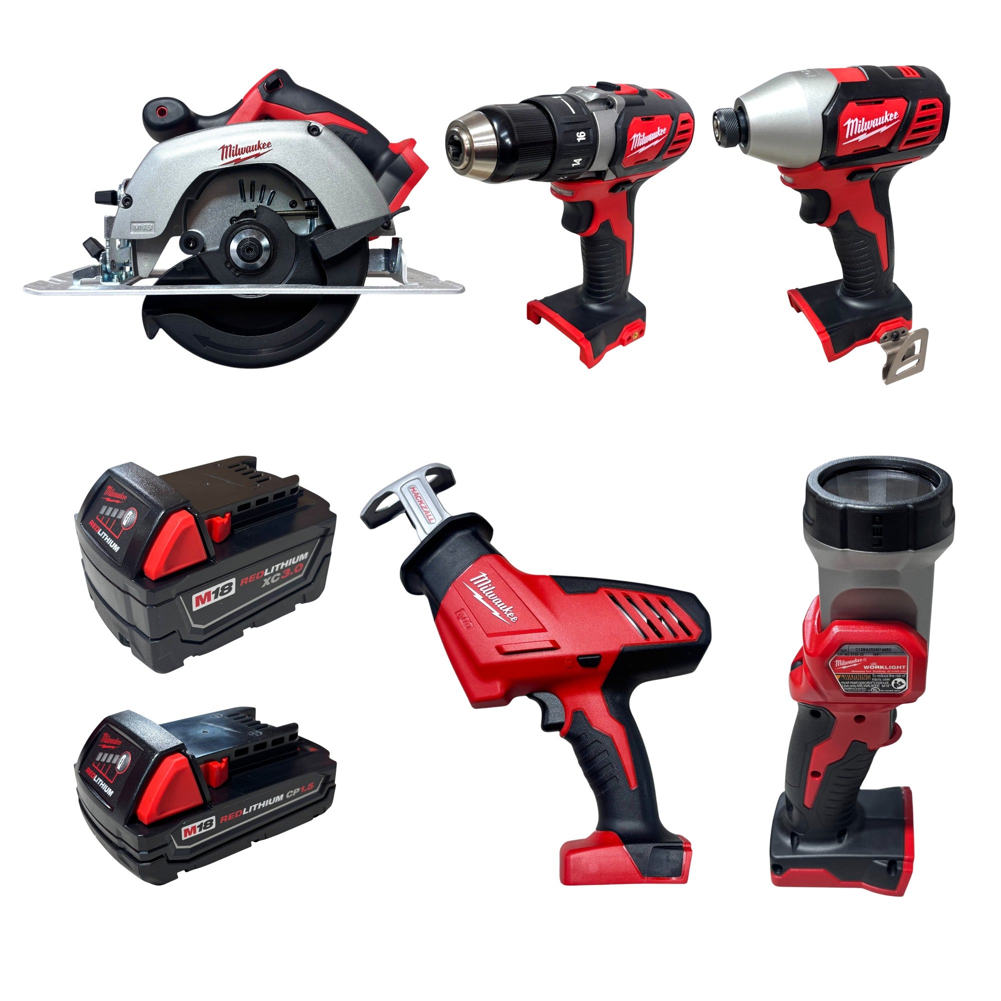 Milwaukee (2695-25CX) M18 18V Lithium-Ion Cordless Combo Kit (5-Tool) with (1) 3.0Ah and (1) 1.5Ah Battery, (1) Charger, (1) Tool Bag