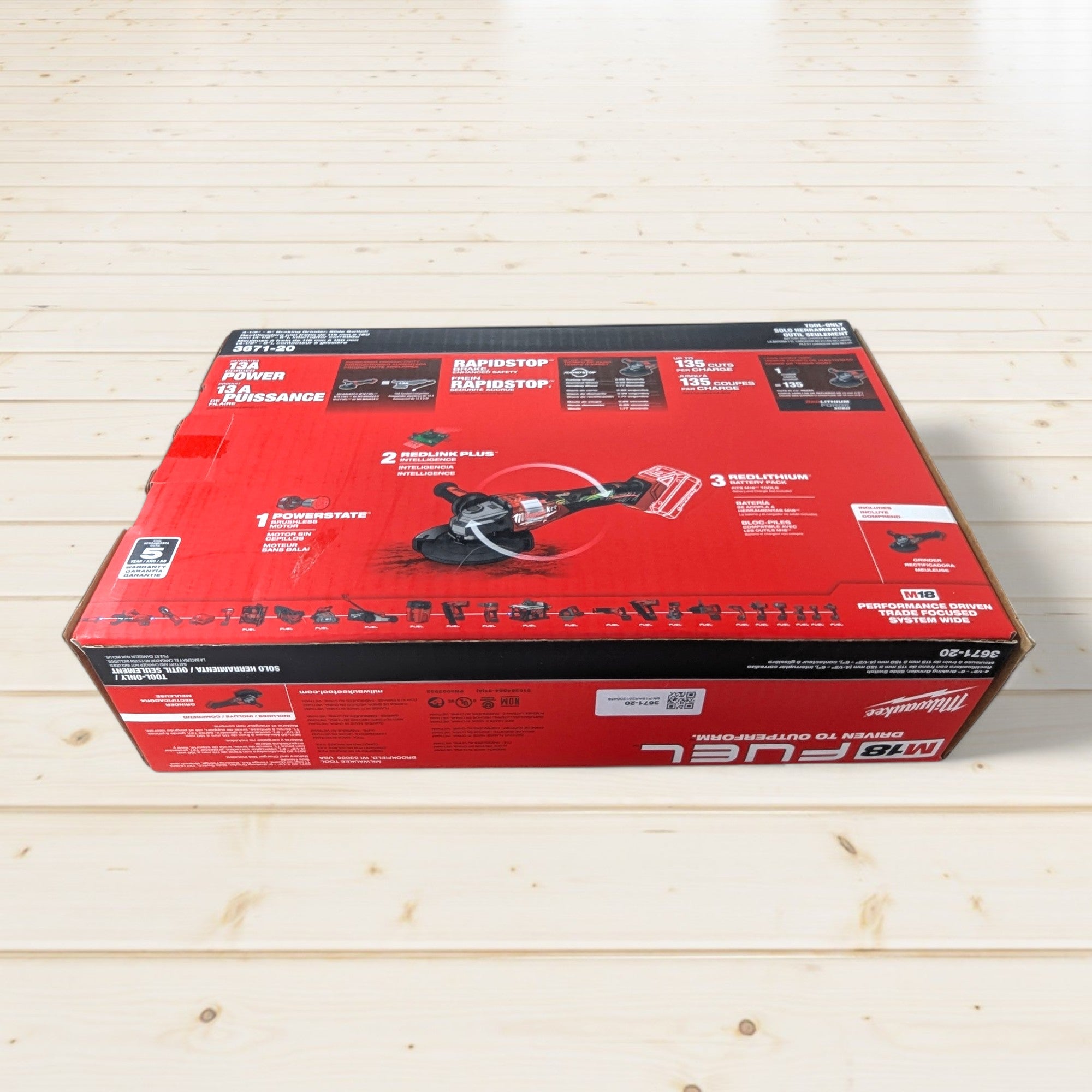 Milwaukee (3671-20) M18 FUEL 18V Lithium-Ion Brushless Cordless 4-1/2 in./6 in. Braking Grinder with Slide Switch (Tool-Only)