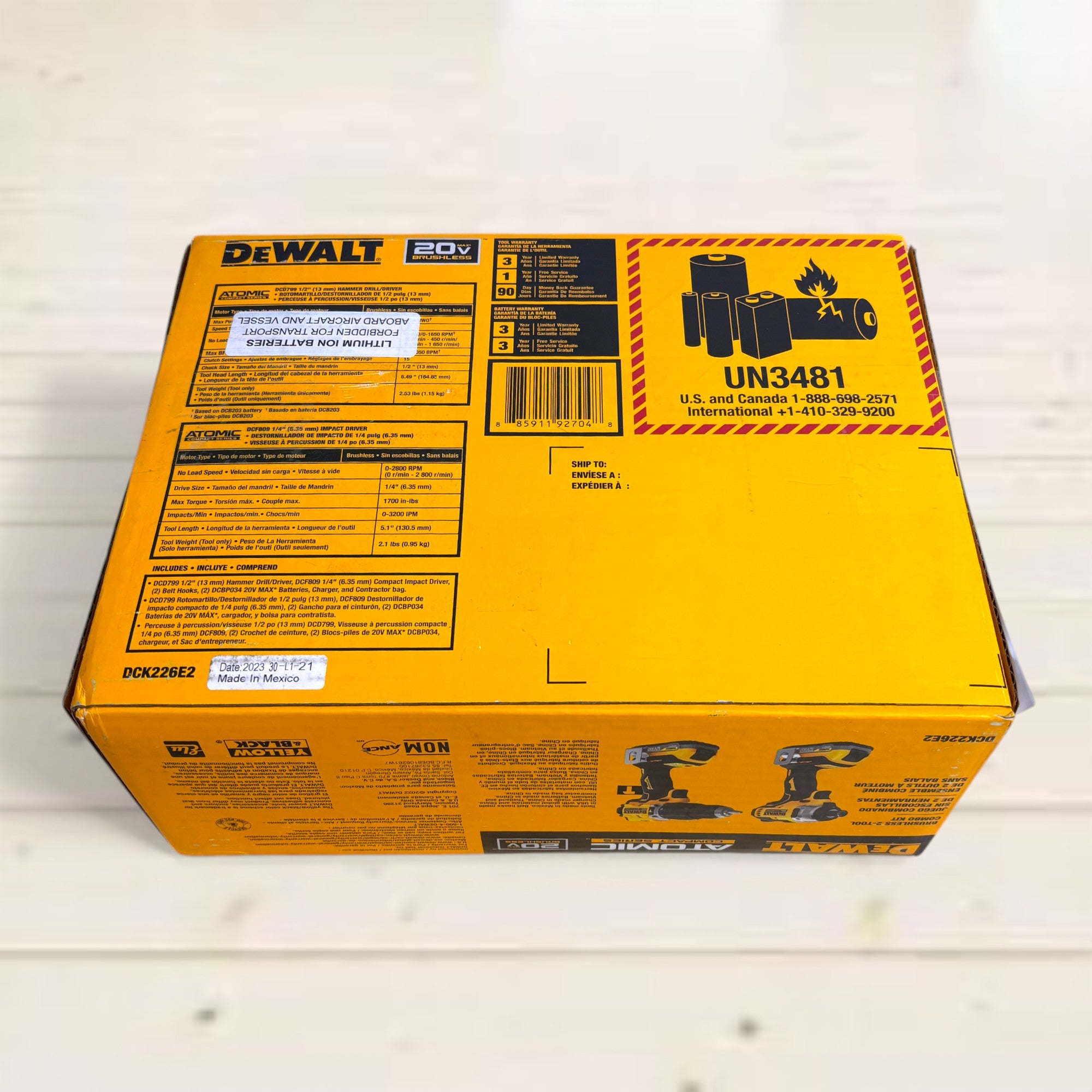 DEWALT (DCK226E2) 20V MAX Lithium-Ion Cordless 2-Tool Combo Kit with (2) POWERSTACK 1.7Ah Batteries and Charger