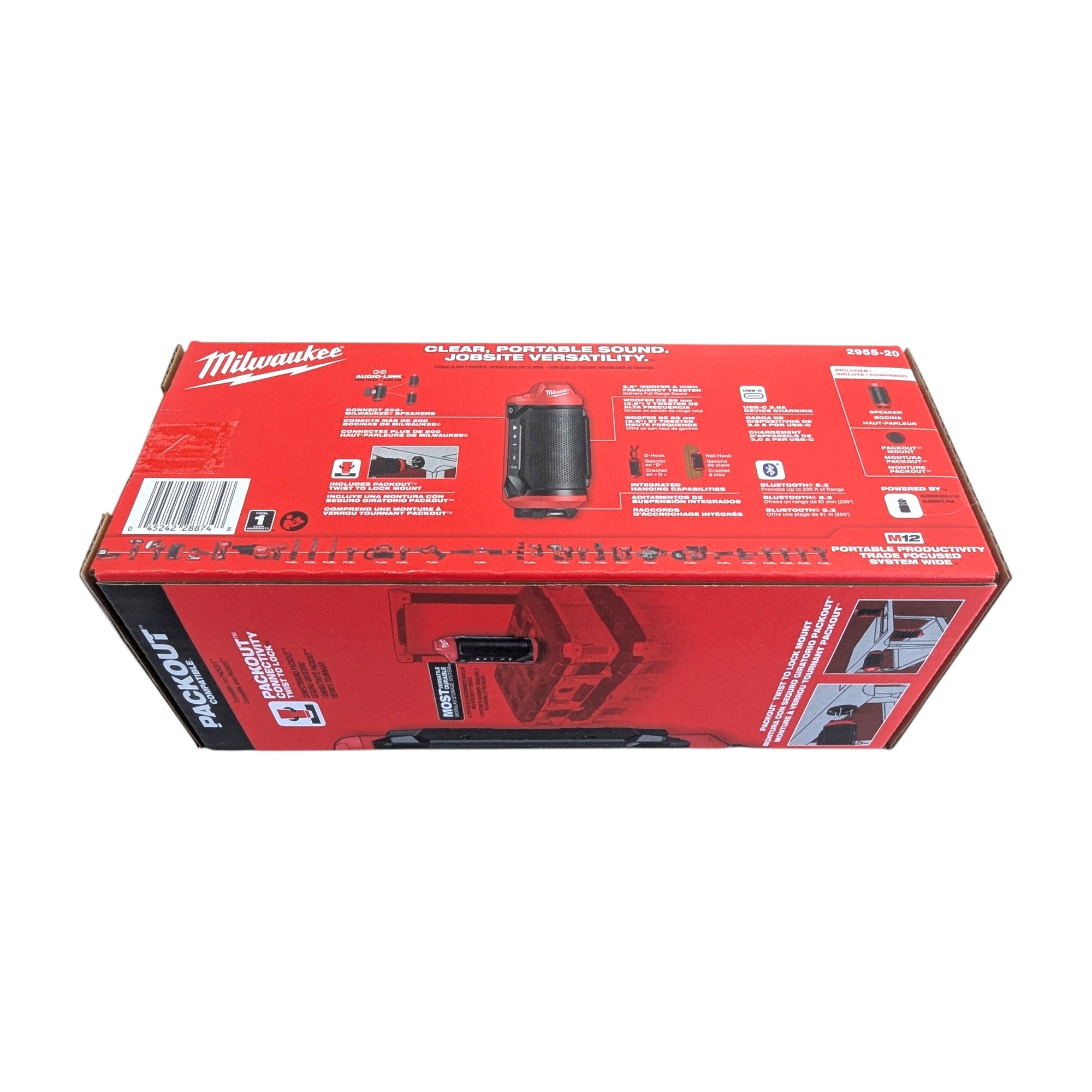 Milwaukee (2955-20) M12 12-Volt Lithium-Ion Cordless Bluetooth Jobsite Speaker with PACKOUT Compatibility