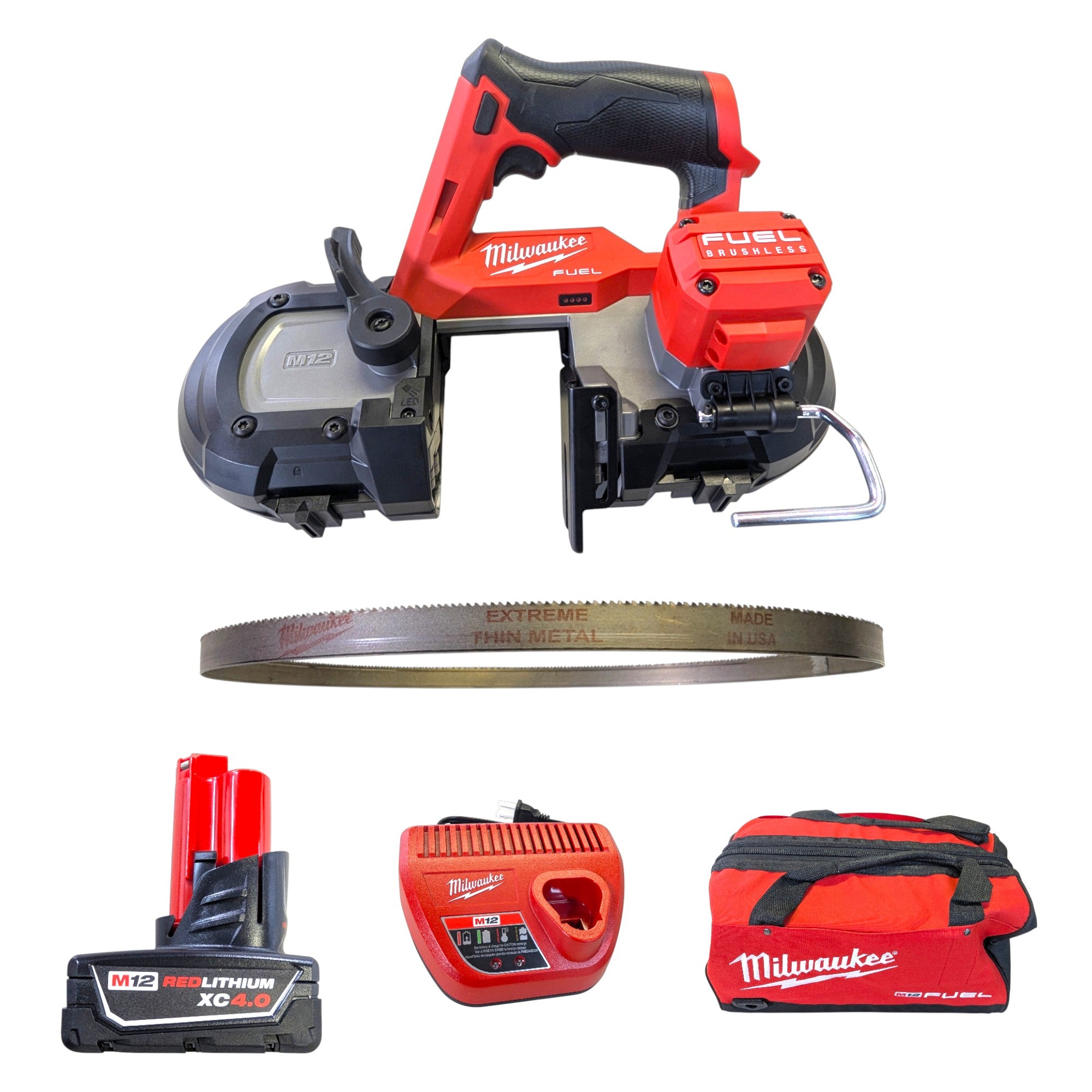 Milwaukee (2529-21XC) M12 FUEL 12V Lithium-Ion Cordless Compact Band Saw XC Kit with One 4.0 Ah Battery, Charger and Bag