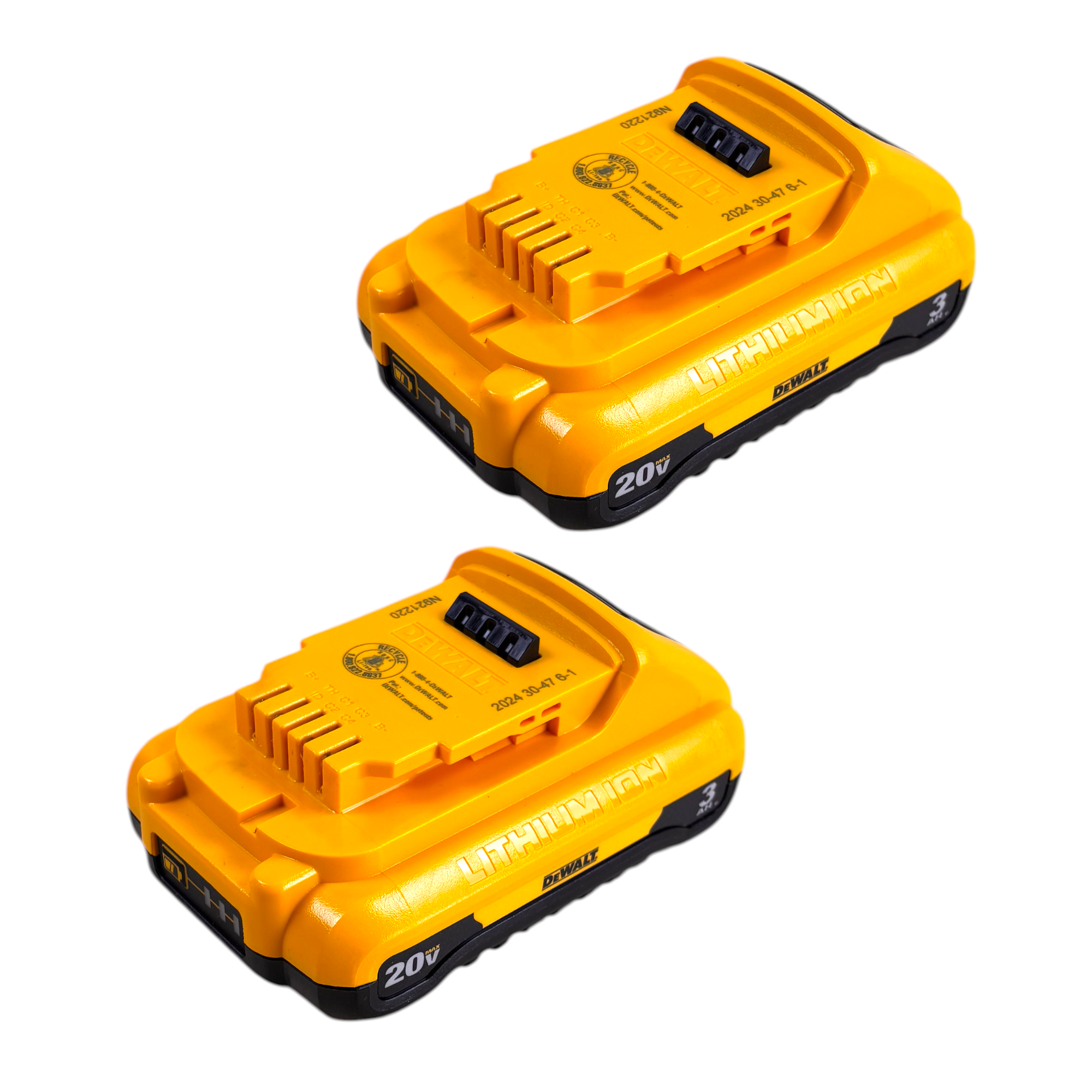 DEWALT (DCB230-2) 20V MAX Compact Lithium-Ion 3.0Ah Battery Pack (2 Pack)