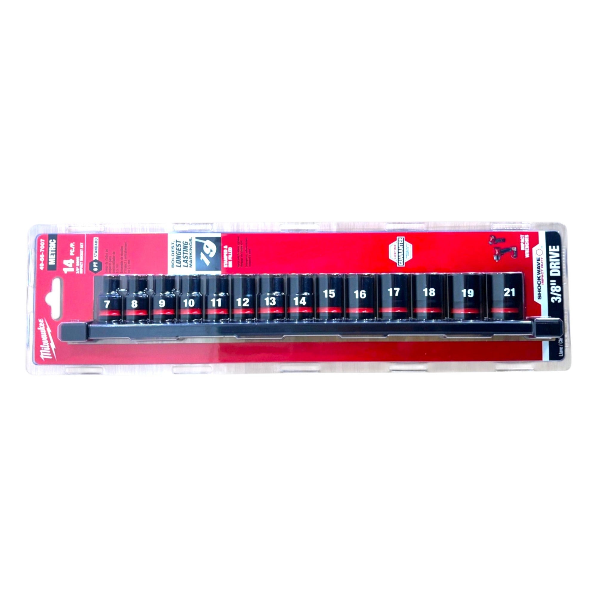 Milwaukee (49-66-7007) SHOCKWAVE 3/8 in. Drive Metric 6 Point Impact Socket Set (14-Piece)