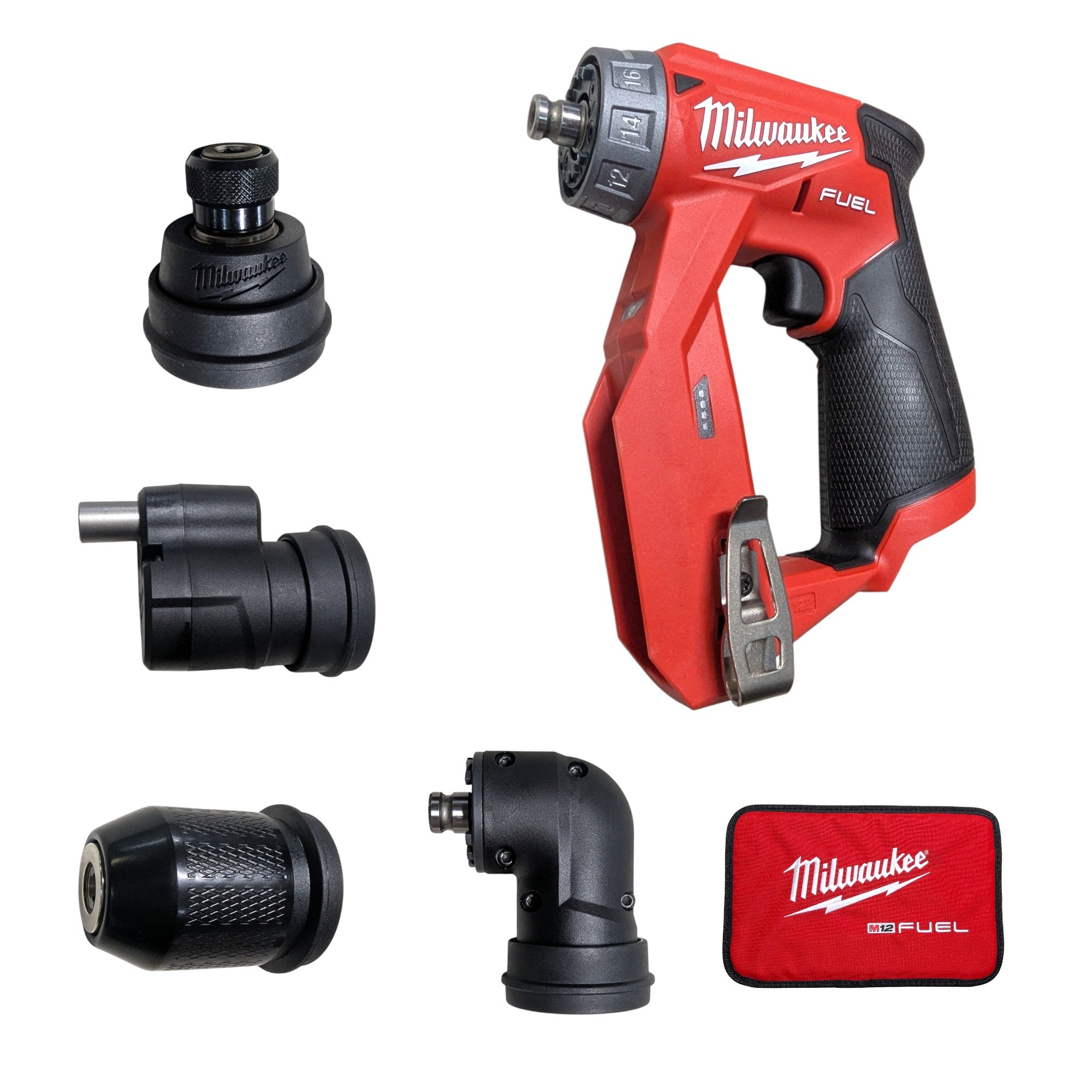 Milwaukee (2505-20) M12 FUEL 12V Lithium-Ion Brushless Cordless 4-in-1 Installation 3/8 in. Drill Driver with 4 Tool Head (Tool-Only)