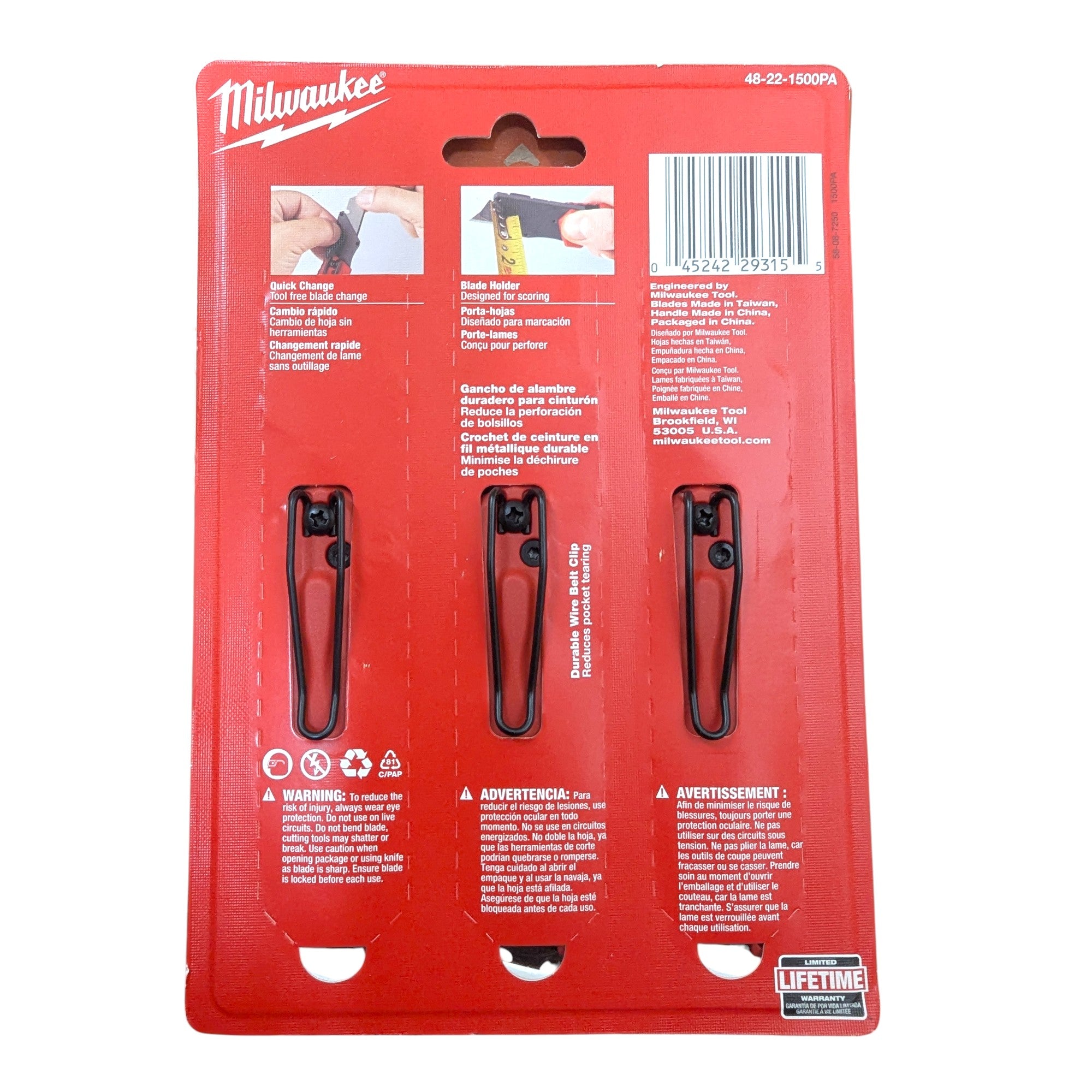 Milwaukee (48-22-1500PA) FASTBACK Compact Folding Utility Knife with General Purpose Blade (3-Pack)