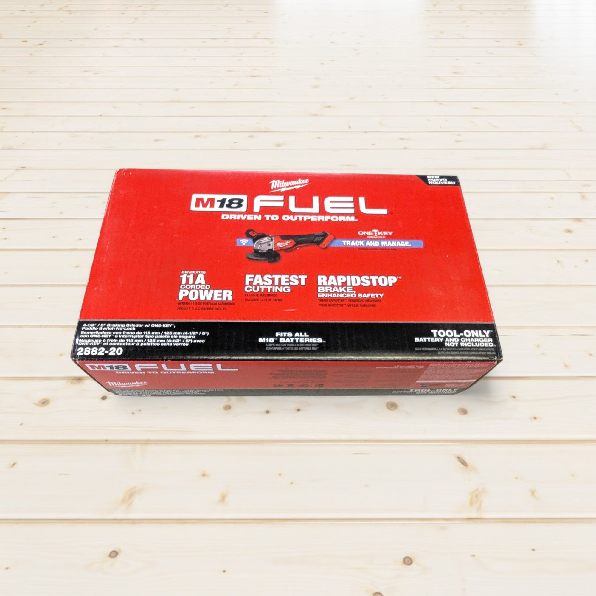 Milwaukee (2882-20) M18 FUEL 18V Lithium-Ion Brushless Cordless 4-1/2 in./5 in. Braking Grinder With Paddle Switch (Tool-Only)