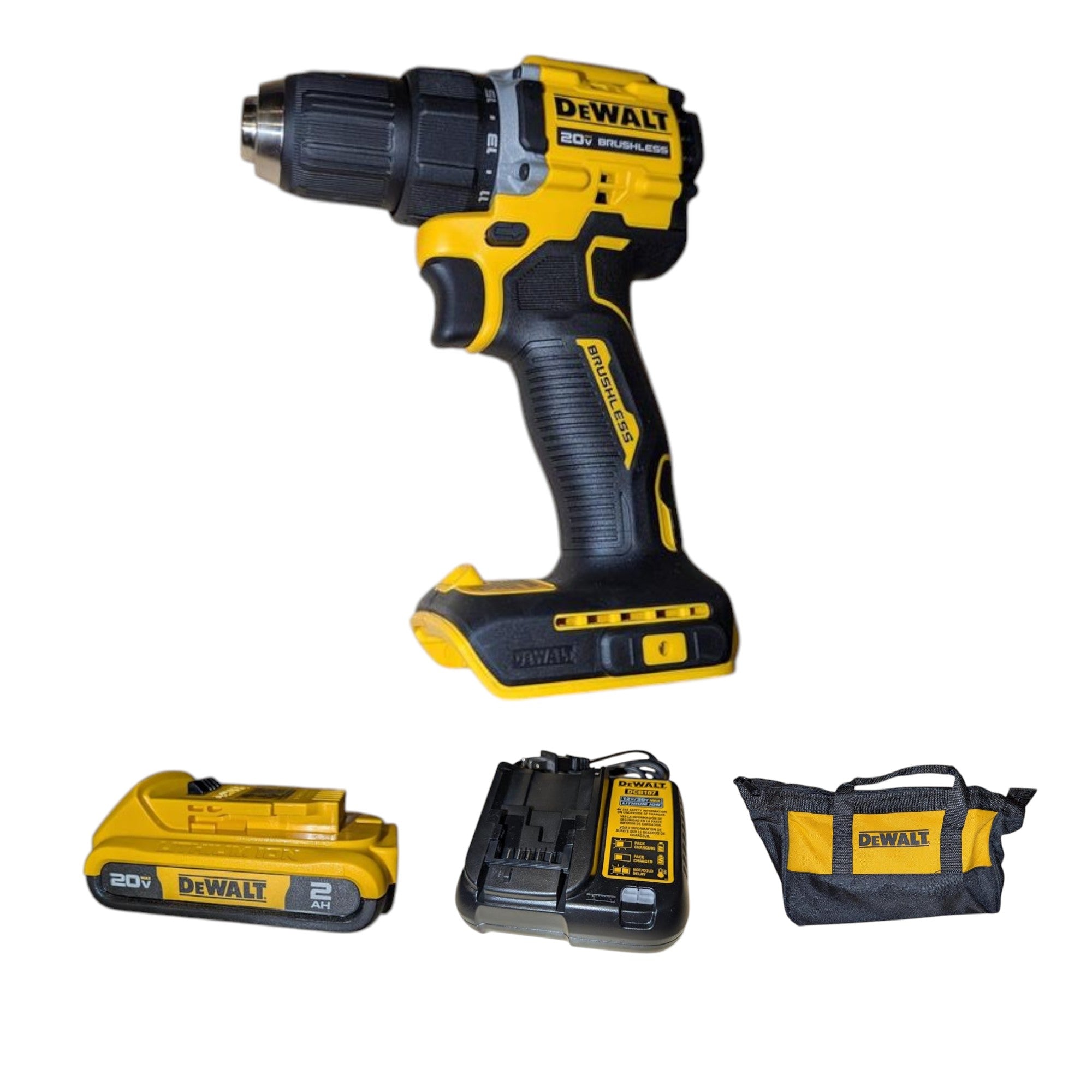 DEWALT (DCD794D1) ATOMIC 20-Volt Lithium-Ion Cordless Compact 1/2 in. Drill/Driver Kit with 2.0Ah Battery, Charger and Bag