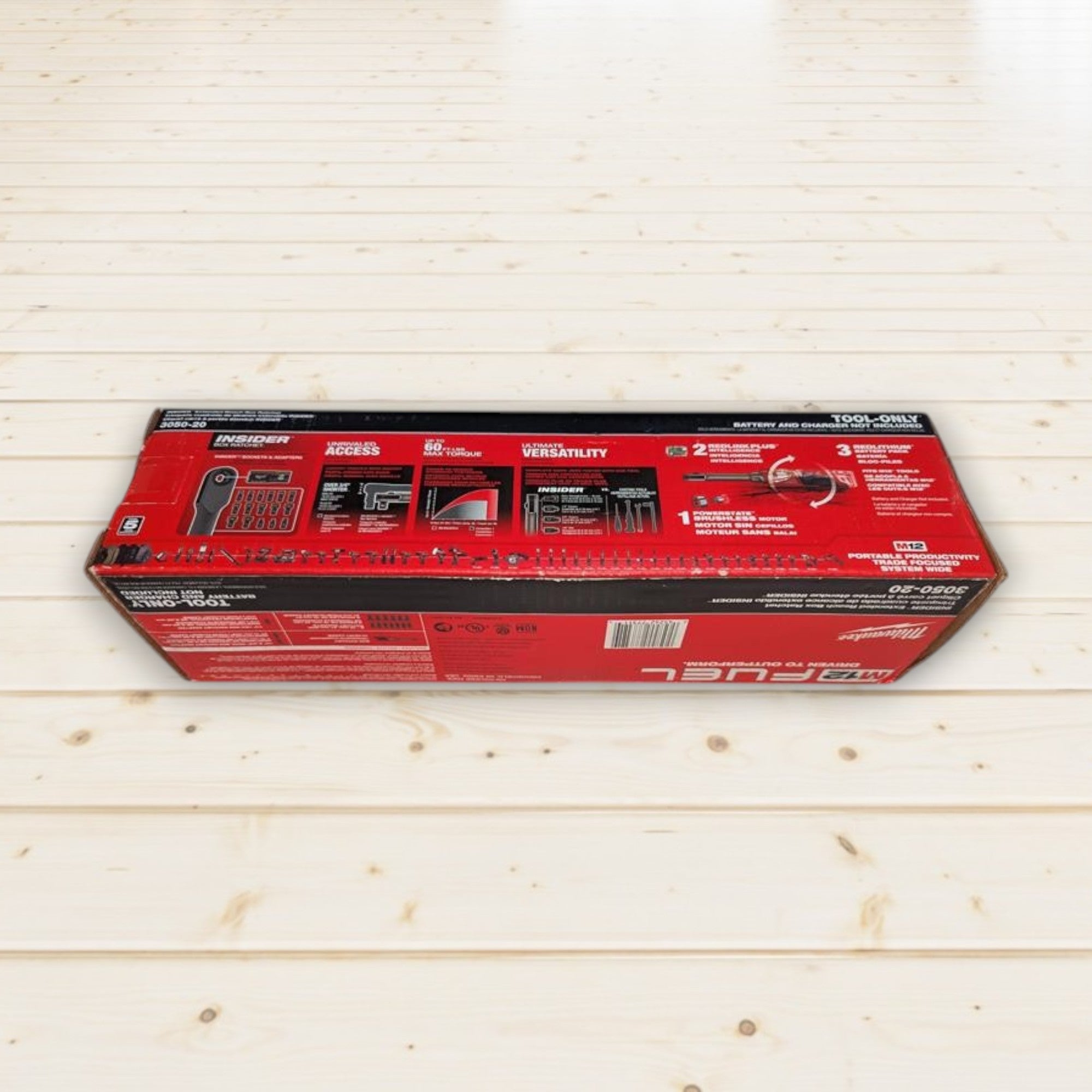 Milwaukee (3050-20) M12 FUEL INSIDER 12V Lithium-Ion Brushless Cordless 1/4 in. - 3/8 in. Extended Reach Box Ratchet (Tool-Only)