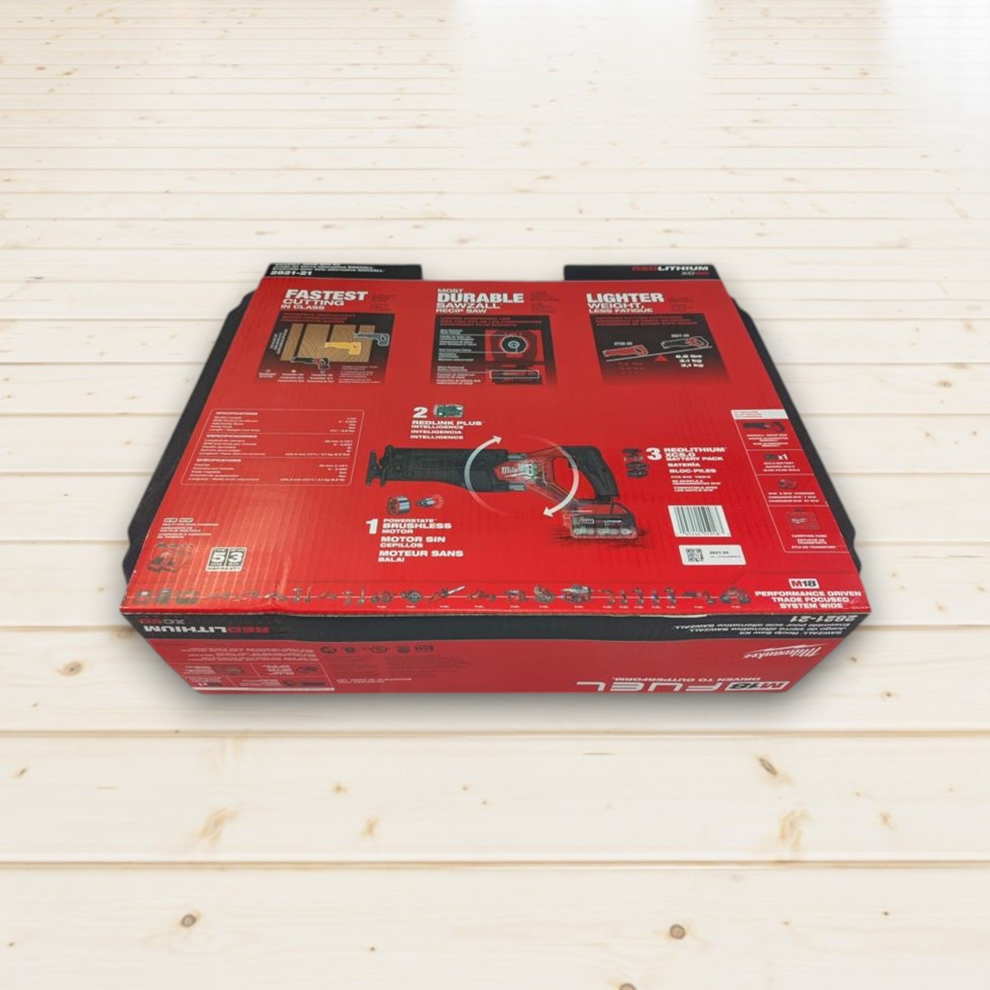 Milwaukee (2821-21) M18 FUEL 18V Lithium-Ion Brushless Cordless SAWZALL Reciprocating Saw Kit W/one 5.0 Ah Batteries, Charger and Case