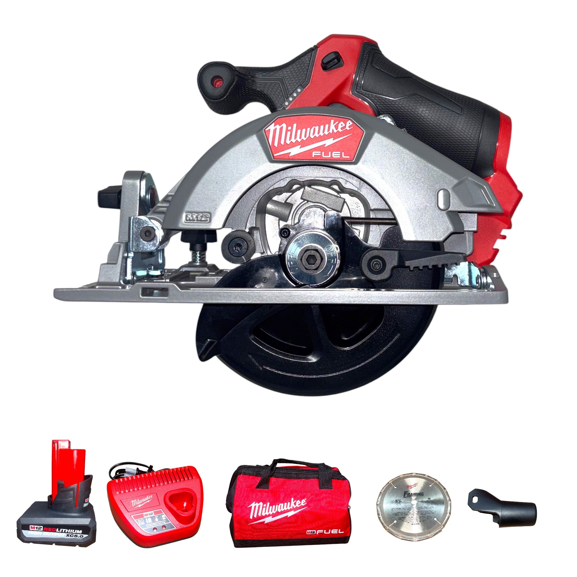 Milwaukee (2521-21HO) M12 FUEL 12V Lithium-Ion Brushless 5-3/8 in. Cordless Circular Saw Kit w/XC High Output 5.0 Battery Pack and Charger