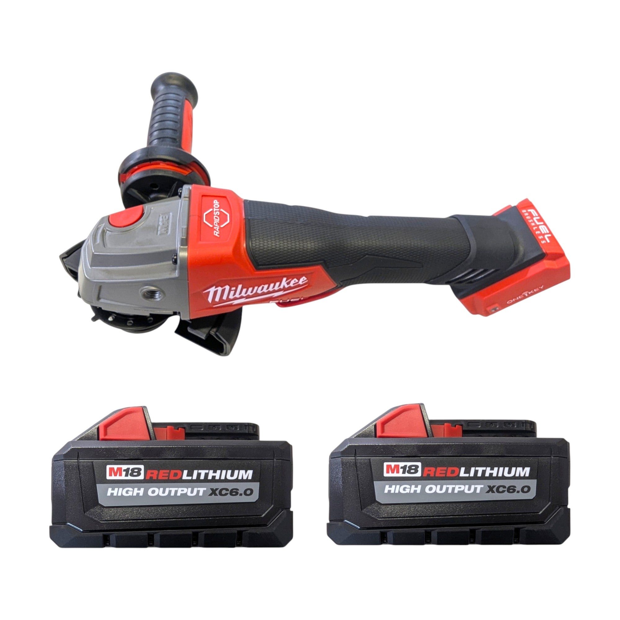 Milwaukee (2882-22) M18 FUEL 18V Lithium-Ion Brushless Cordless 4-1/2 in./5 in. Braking Grinder Kit w/Paddle Switch & (2)6.0 Batteries
