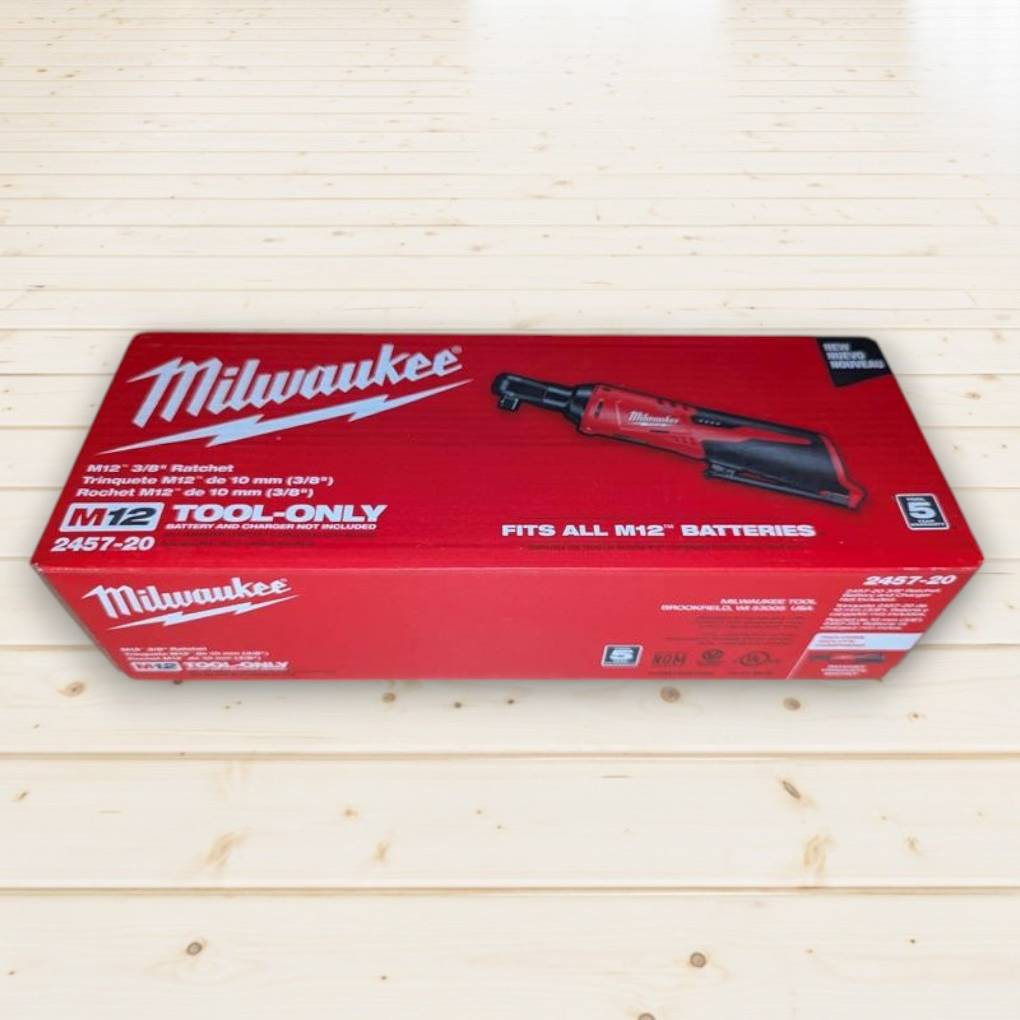Milwaukee (2457-20) M12 12V Lithium-Ion Cordless 3/8 in. Ratchet (Tool-Only)
