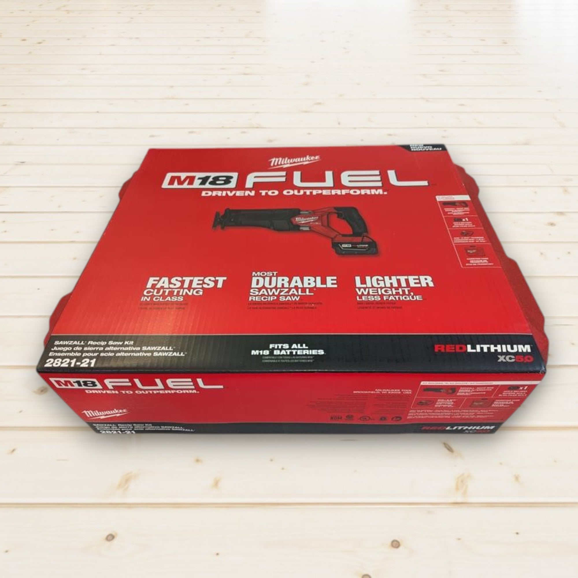 Milwaukee (2821-21) M18 FUEL 18V Lithium-Ion Brushless Cordless SAWZALL Reciprocating Saw Kit W/one 5.0 Ah Batteries, Charger and Case