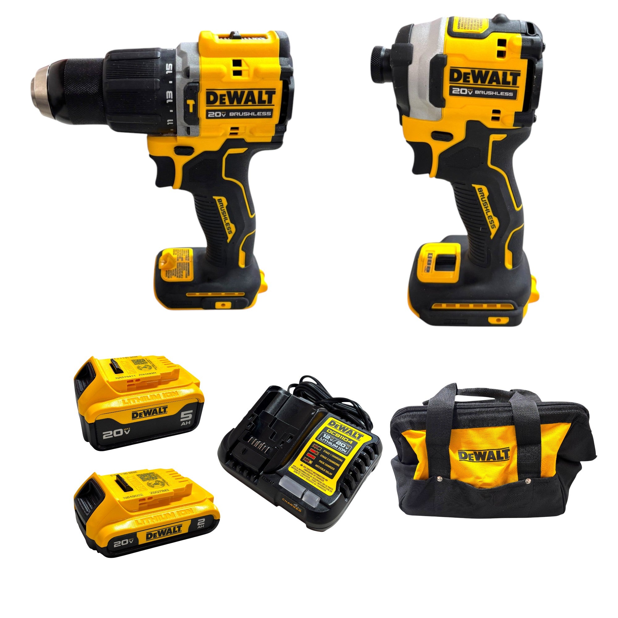 DEWALT (DCK200D1P1) ATOMIC 20V MAX Lithium-Ion Cordless 2-Tool Combo Kit with 5.0 Ah and 2.0 Ah Batteries, Charger and Kit Bag