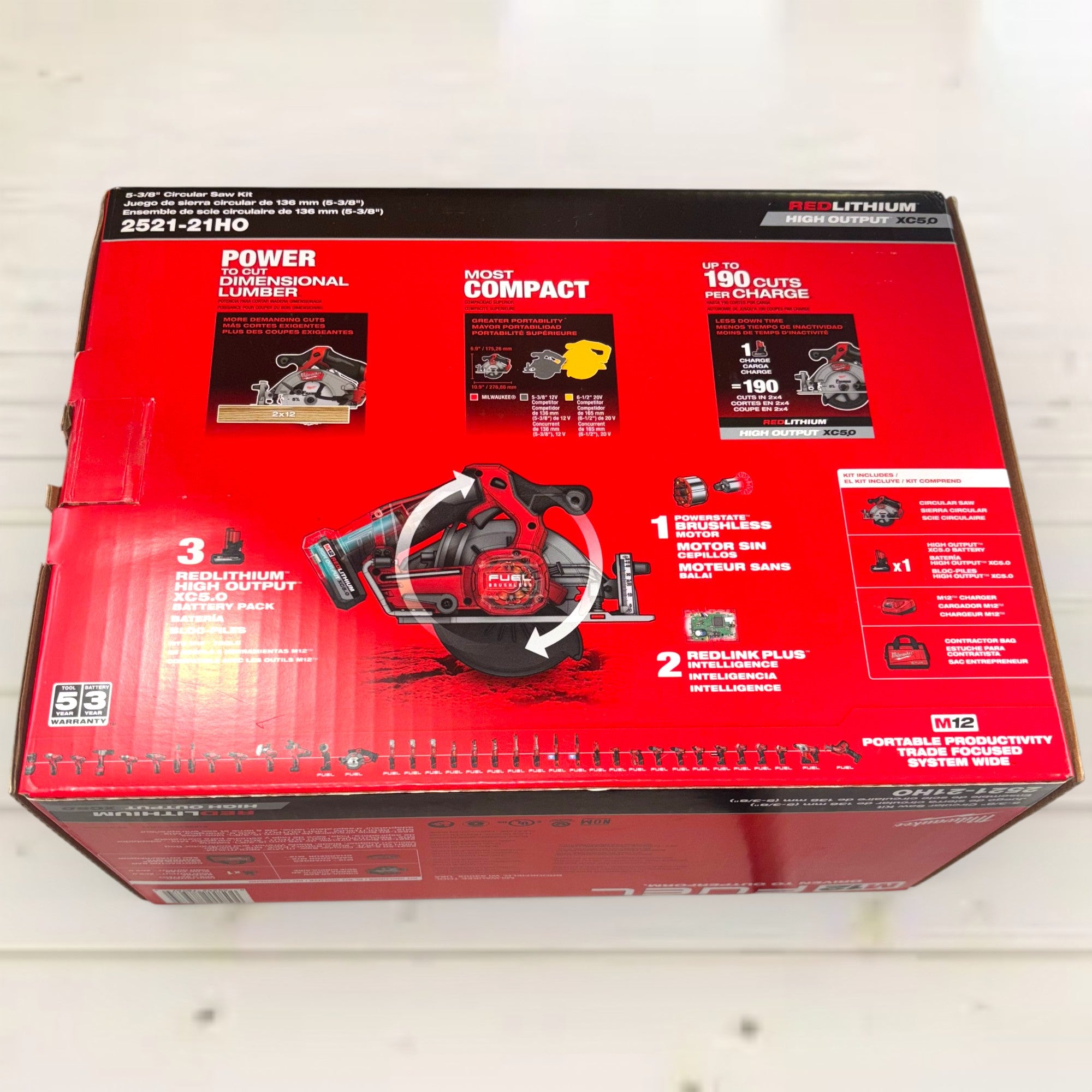 Milwaukee (2521-21HO) M12 FUEL 12V Lithium-Ion Brushless 5-3/8 in. Cordless Circular Saw Kit w/XC High Output 5.0 Battery Pack and Charger