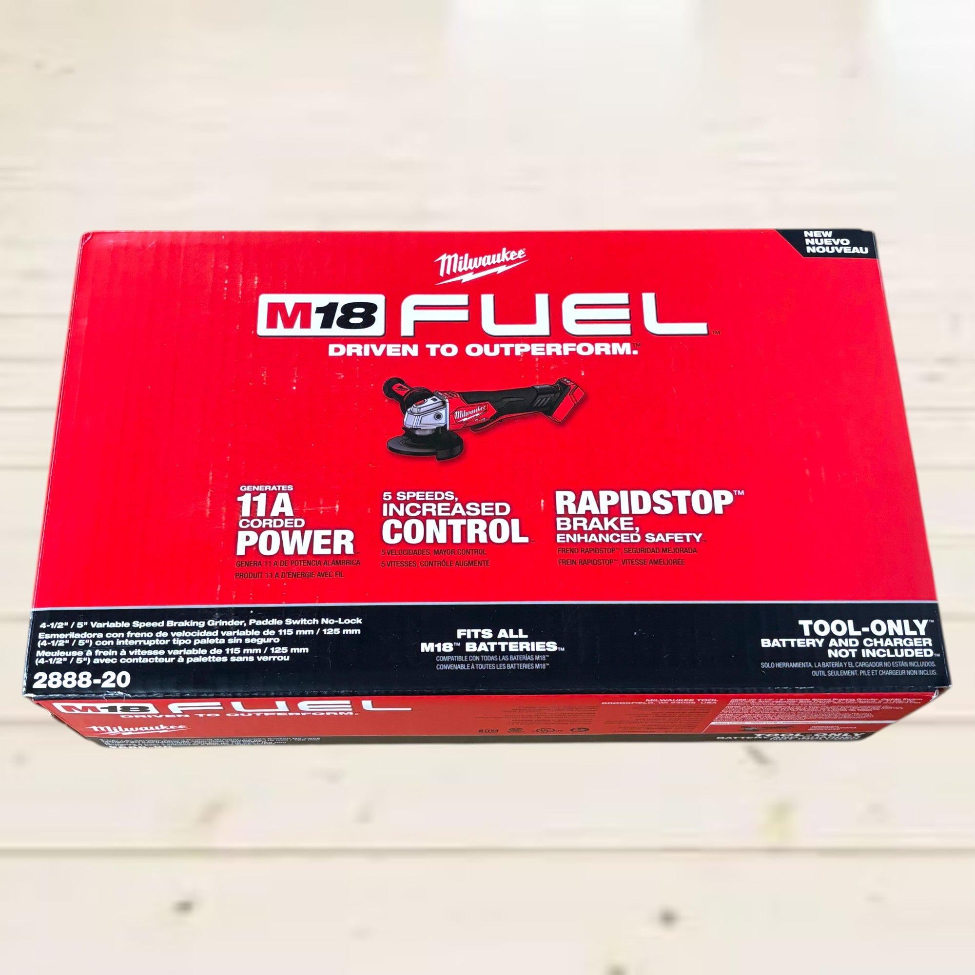 Milwaukee (2888-20) M18 FUEL 18V Lithium-Ion Brushless Cordless 4-1/2 in./5 in. Grinder with Variable Speed & Paddle Switch (Tool-Only)