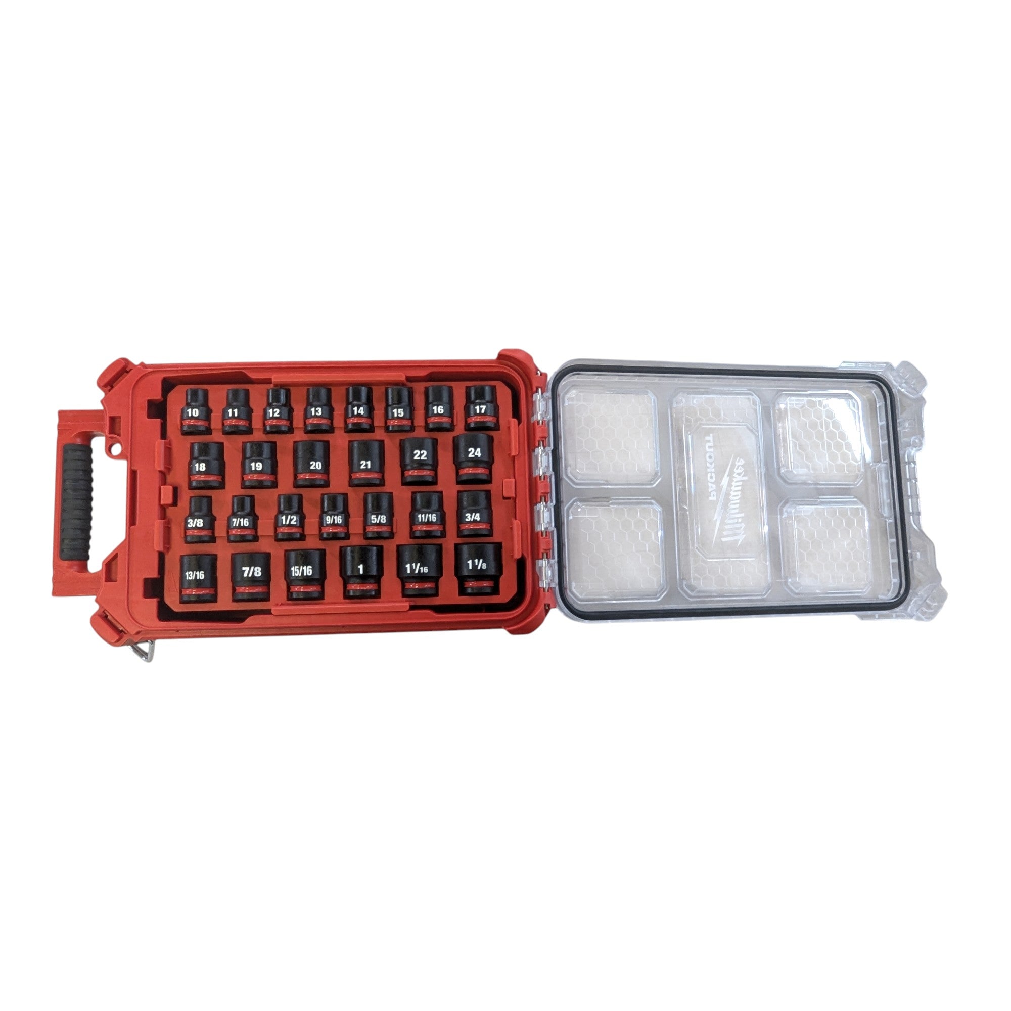 Milwaukee (49-66-6804) SHOCKWAVE Impact-Duty 1/2 in. Drive Metric and SAE Standard Impact PACKOUT Socket Set (27-Piece)