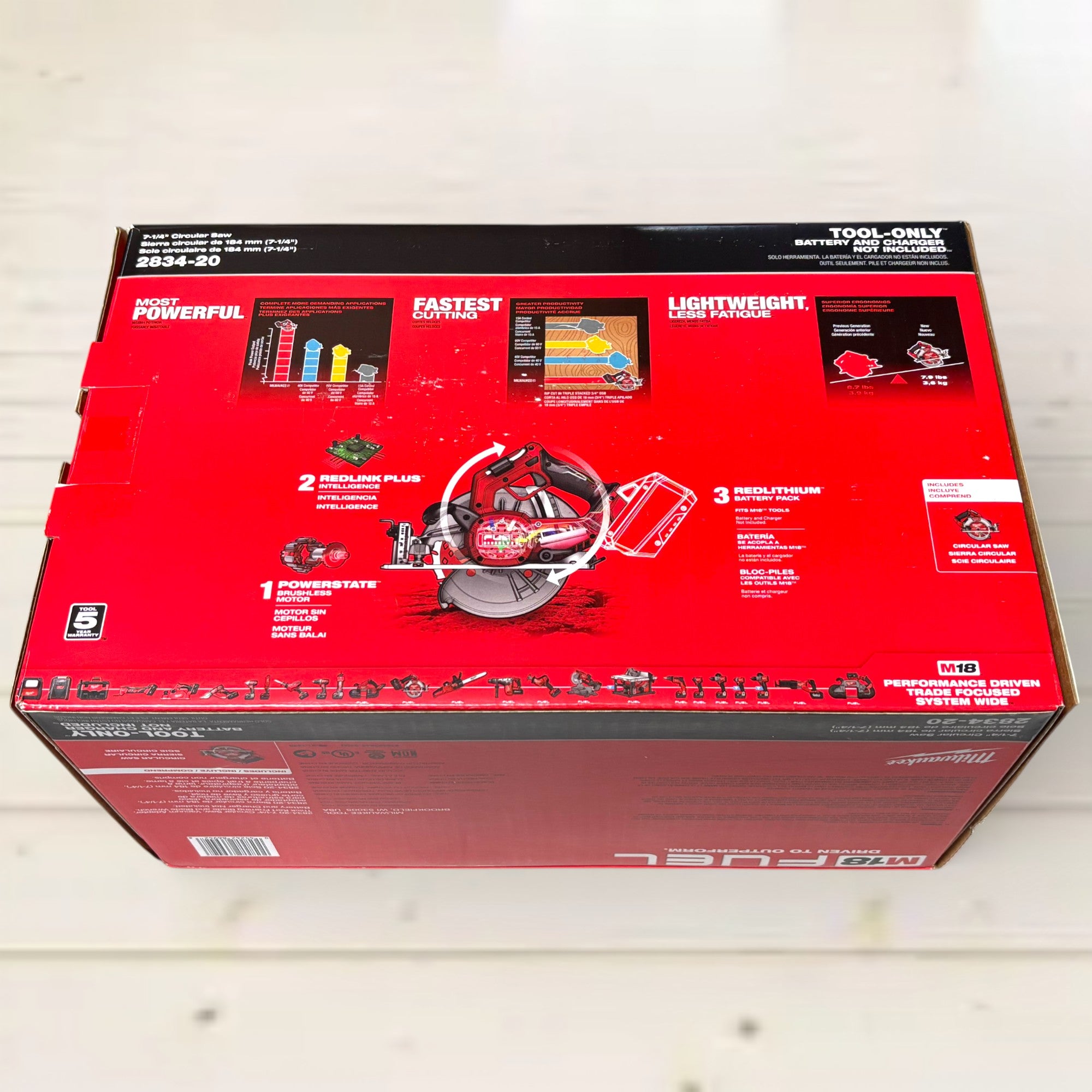 Milwaukee (2834-20) M18 FUEL 18V Lithium-Ion Brushless Cordless 7-1/4 in. Circular Saw (Tool-Only)