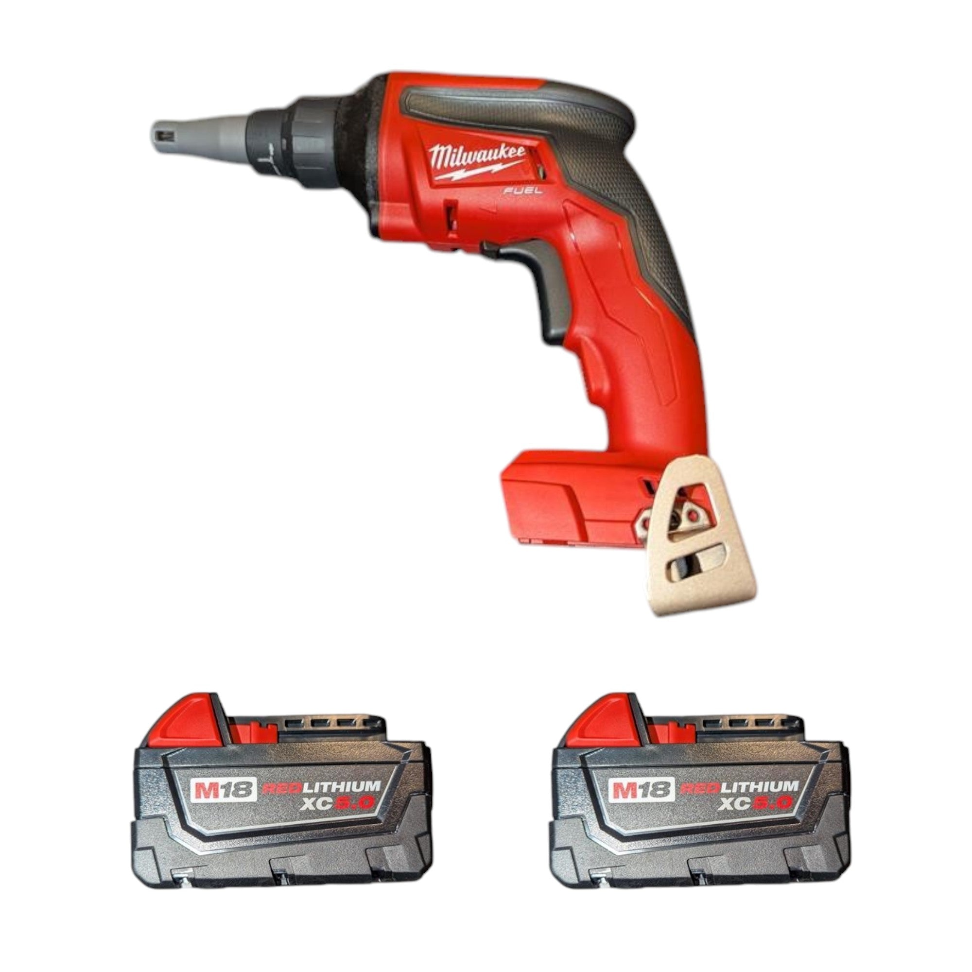 Milwaukee (2866-22) M18 FUEL 18V Lithium-Ion Brushless Cordless Drywall Screw Gun Kit with (2) 5.0Ah Batteries, Charger and Tool Bag