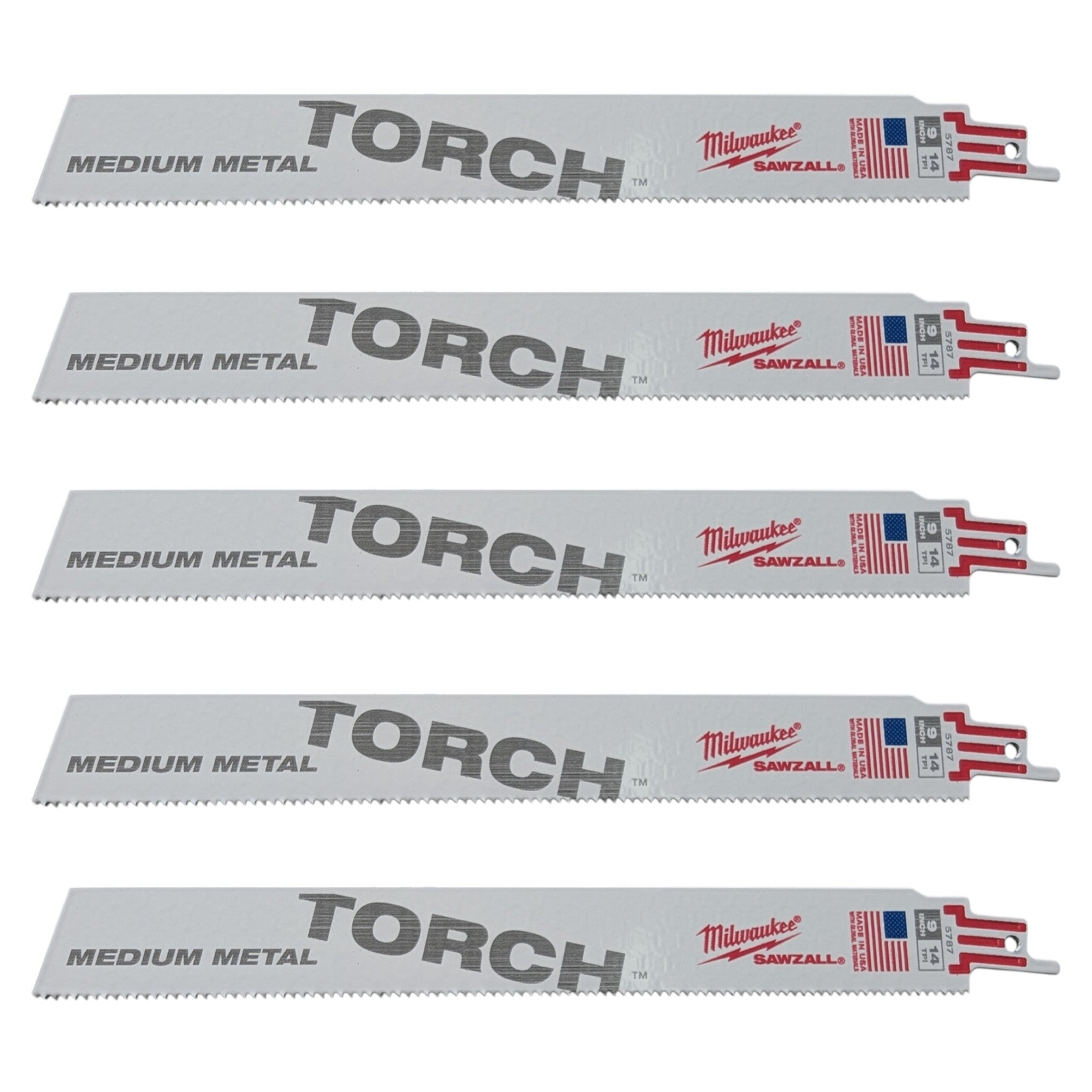 Milwaukee (48-00-5787) 9 in. 14 TPI TORCH Thick Metal Cutting SAWZALL Reciprocating Saw Blades (5-Pack)