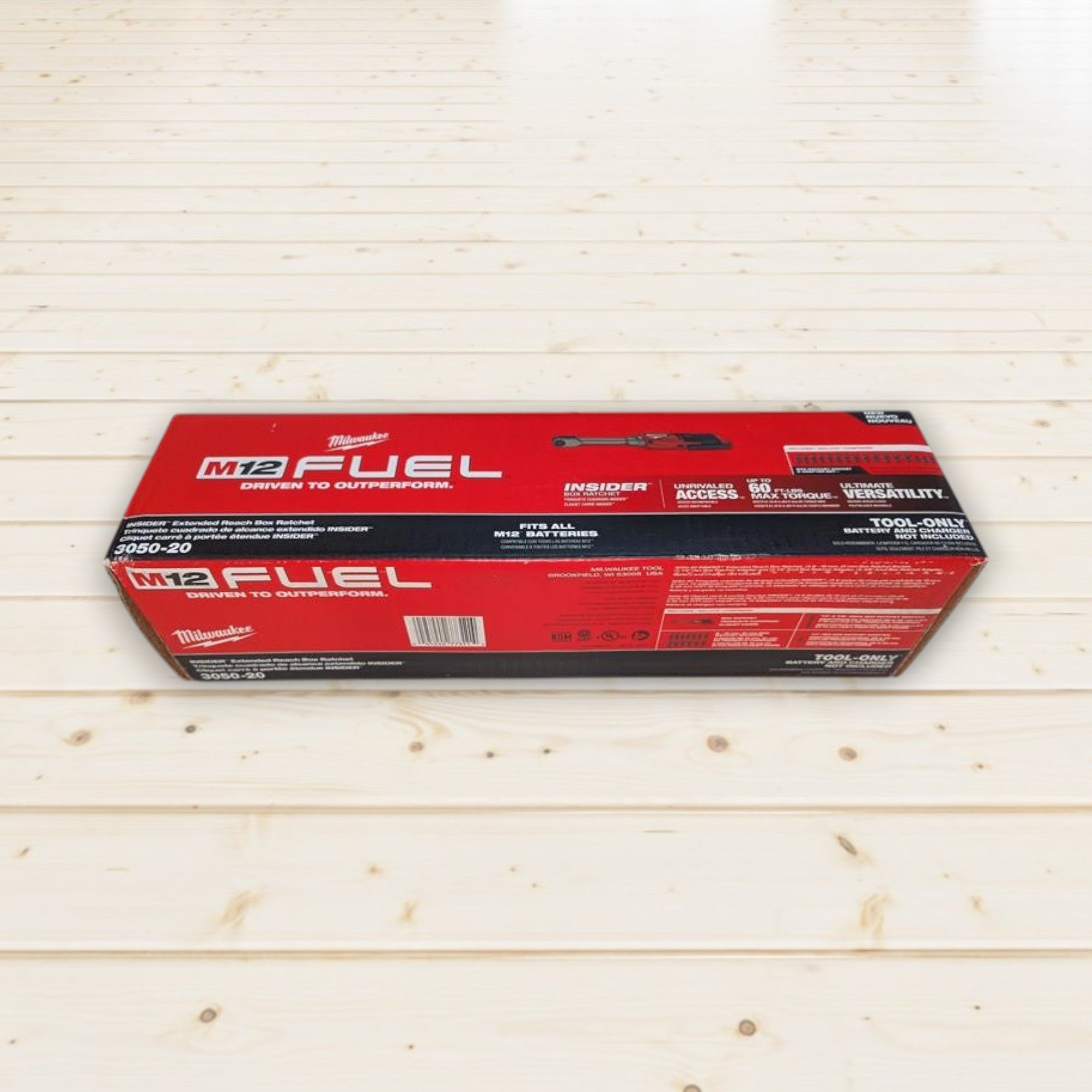 Milwaukee (3050-20) M12 FUEL INSIDER 12V Lithium-Ion Brushless Cordless 1/4 in. - 3/8 in. Extended Reach Box Ratchet (Tool-Only)