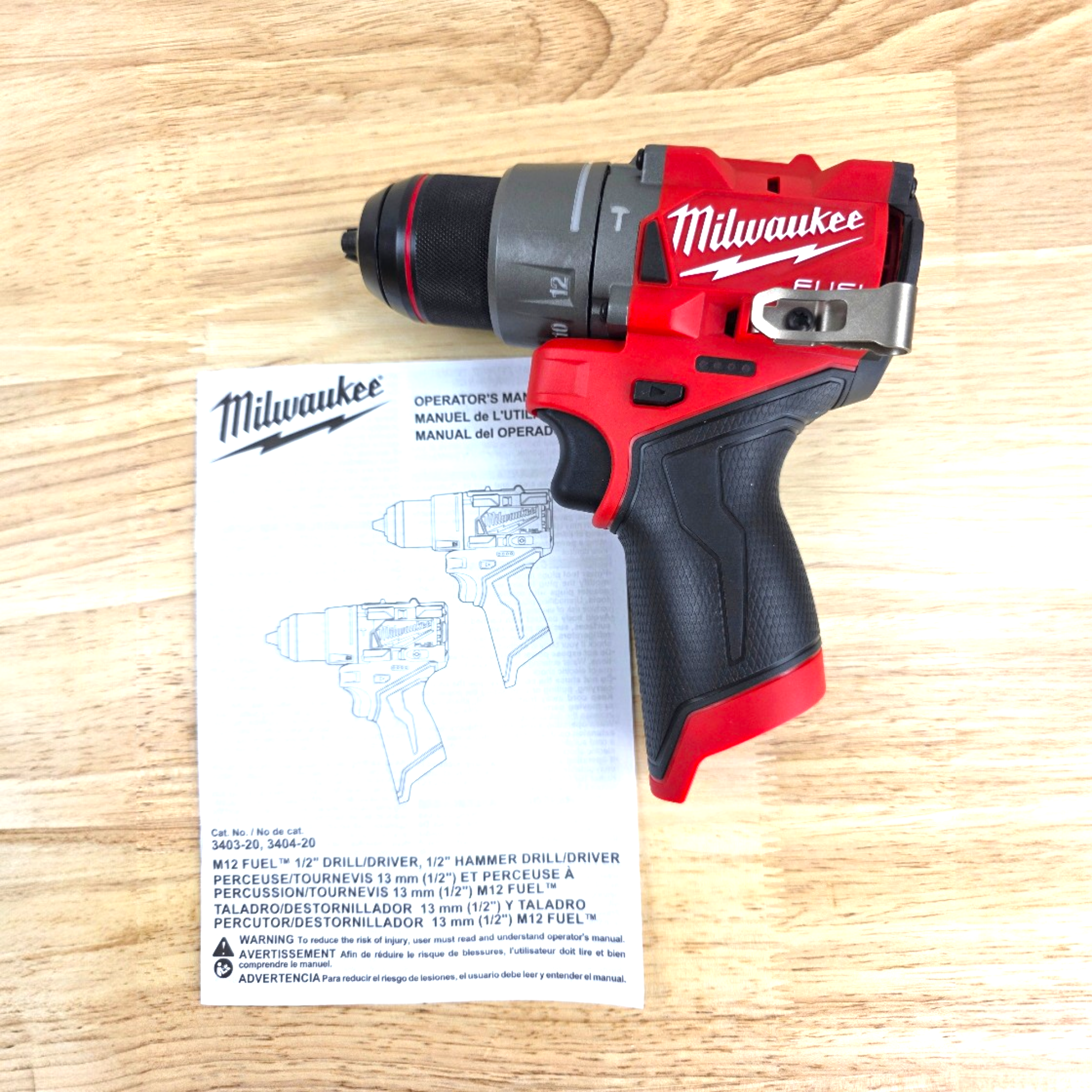 Milwaukee (3404-20) M12 FUEL 12V Lithium-Ion Brushless Cordless 1/2 in. Hammer Drill - genuine, brand new in secure, non-retail packaging