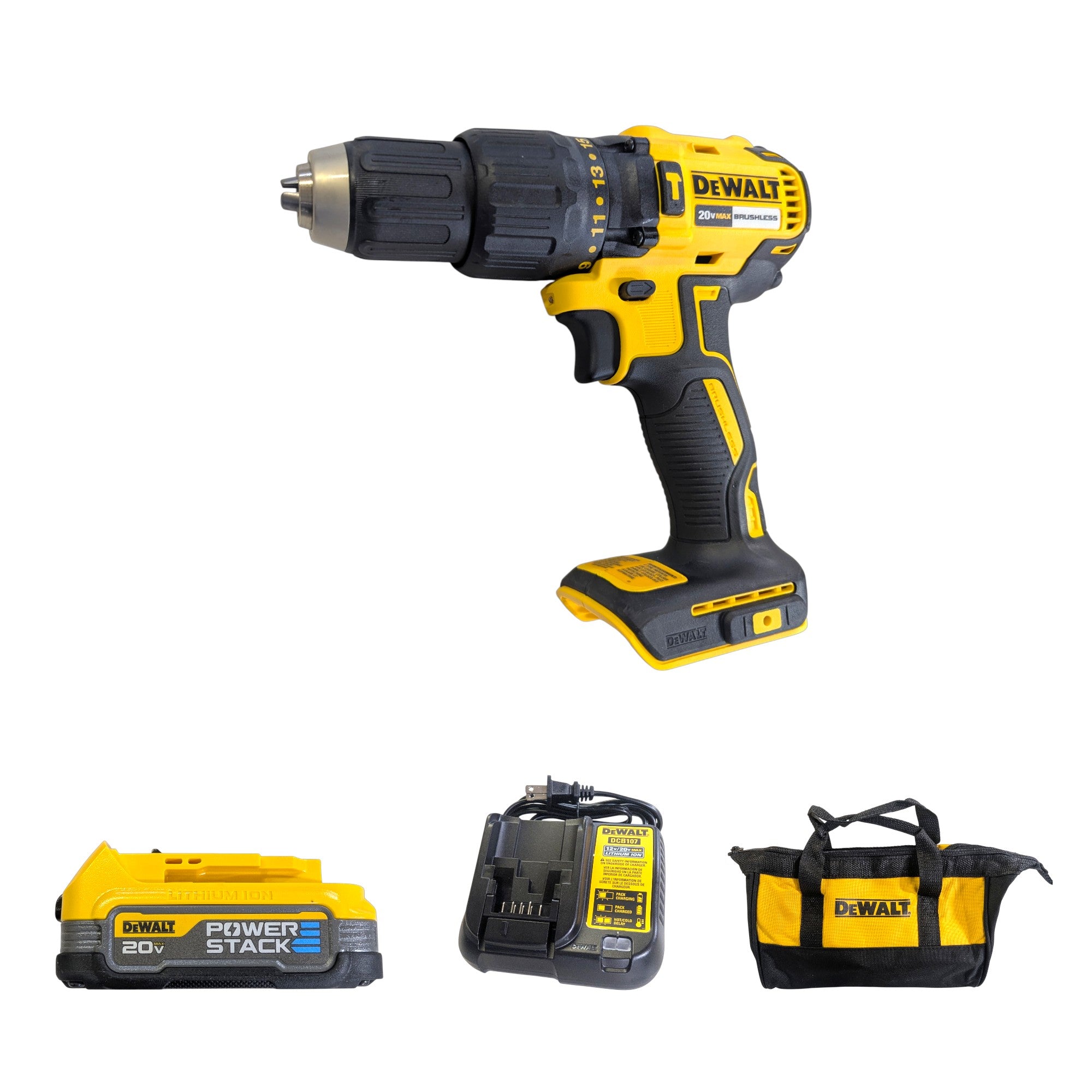 DeWalt (DCD778E1) POWERSTACK 1/2-in 20-volt max 1.7 -Amp Variable Speed Brushless Cordless Hammer Drill 1 -Batteries