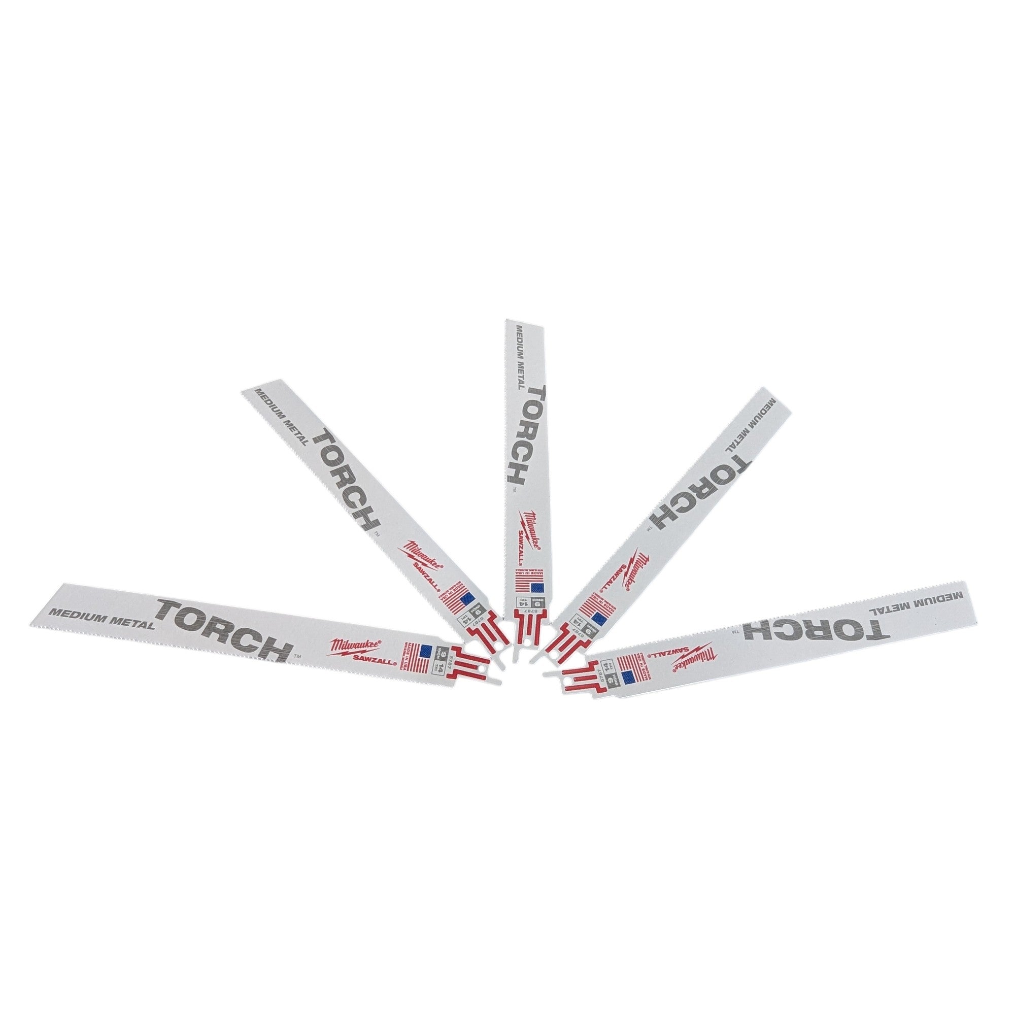 Milwaukee (48-00-5787) 9 in. 14 TPI TORCH Thick Metal Cutting SAWZALL Reciprocating Saw Blades (5-Pack)