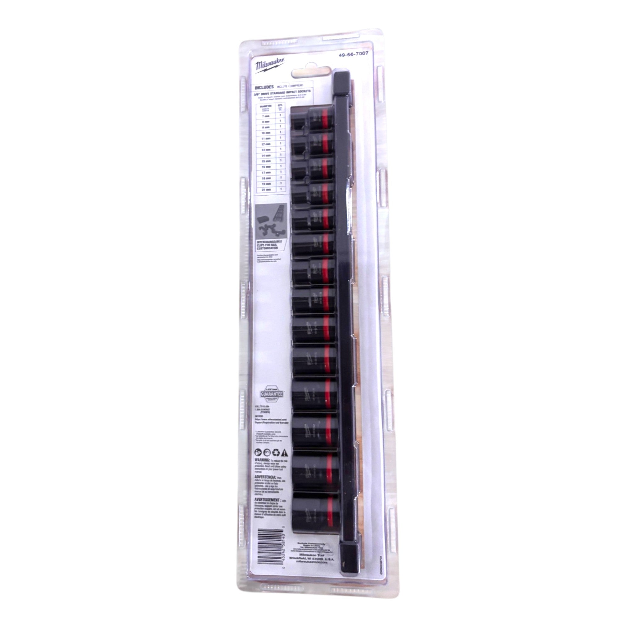Milwaukee (49-66-7007) SHOCKWAVE 3/8 in. Drive Metric 6 Point Impact Socket Set (14-Piece)