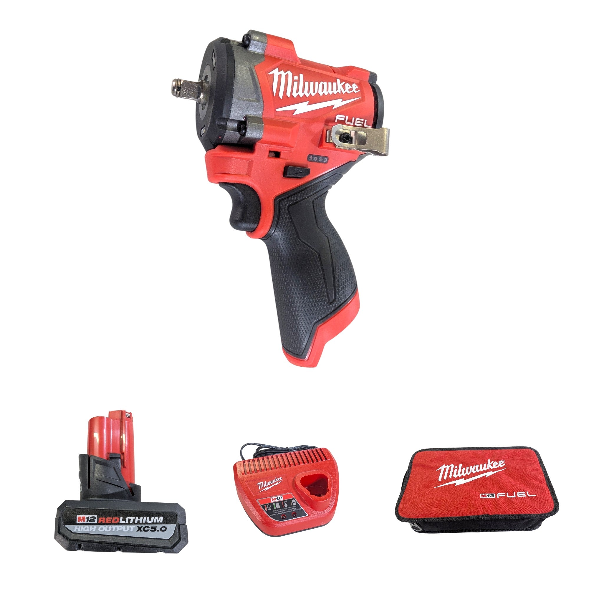 Milwaukee (2562-21) M12 FUEL 12V Li-Ion Brushless Cordless Stubby 3/8 in. Impact Wrench Kit w/(1) 5.0 Ah High Output Battery