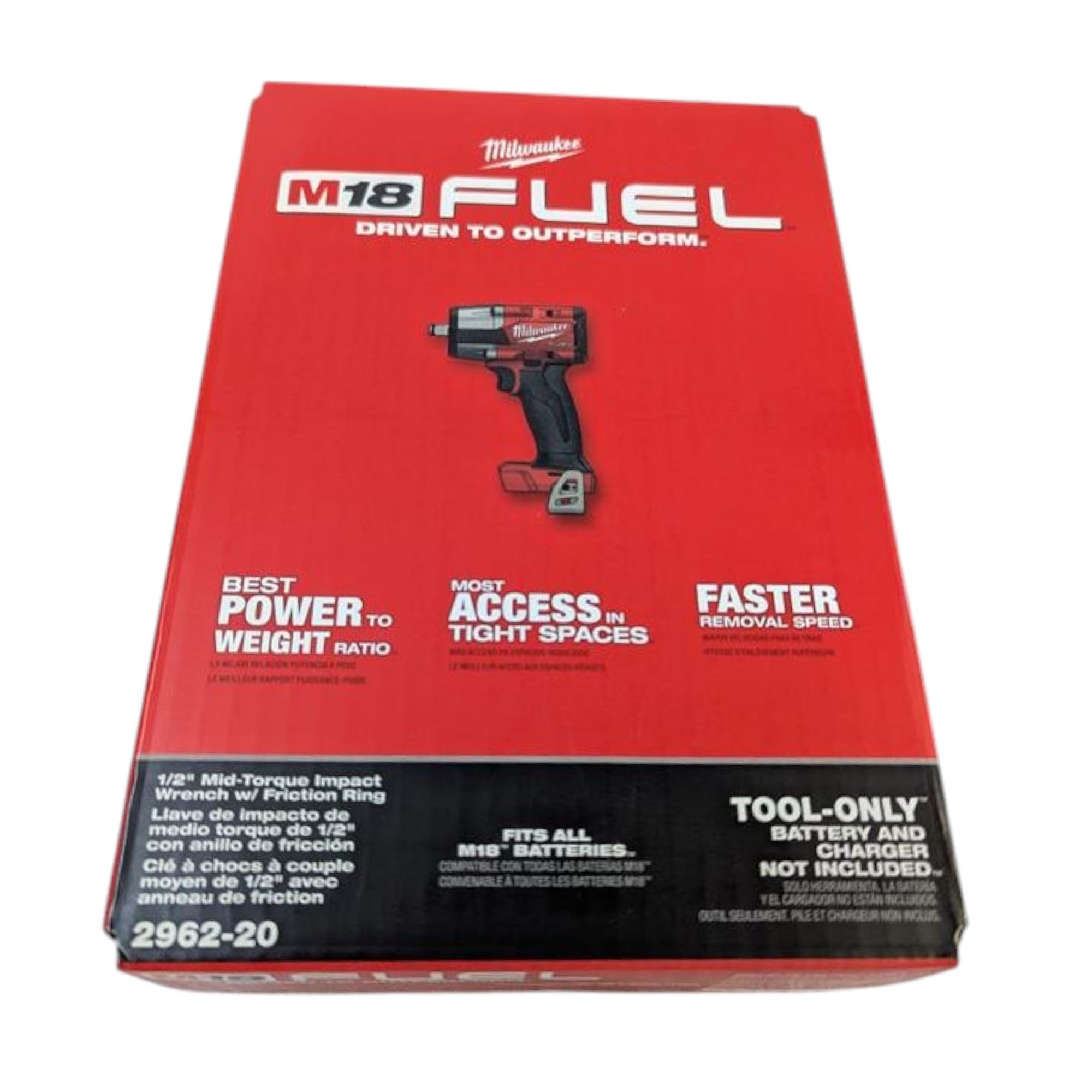 Milwaukee (2962-20) M18 FUEL Gen-2 18V Lithium-Ion Brushless Cordless Mid Torque 1/2 in. Impact Wrench w/Friction Ring (Tool-Only)