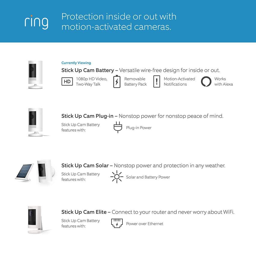 Ring (B0C5QSN9YB) Stick Up Cam Battery - Indoor/Outdoor Smart Security Camera with Two-Way Talk, Color Night Vision, Live View, Black