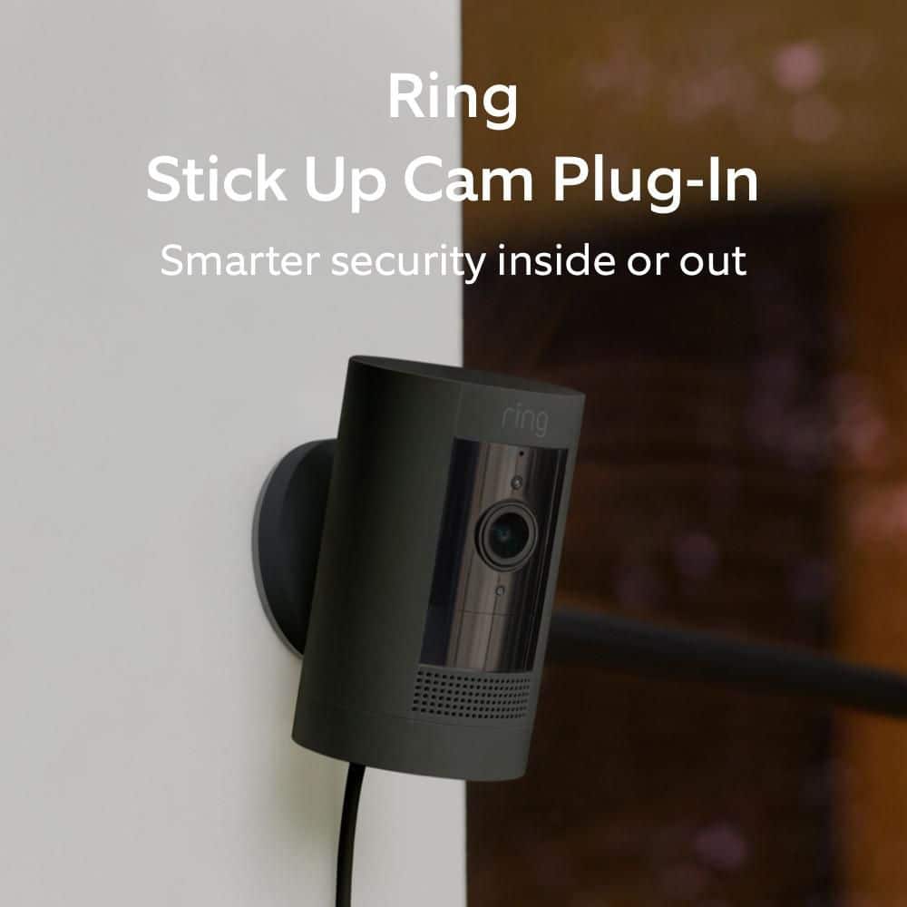 Ring (B0C5QTSF5J) Stick Up Cam Plug-In - Indoor/Outdoor Smart Security Camera with Two-Way Talk, Color Night Vision, Live View, Black