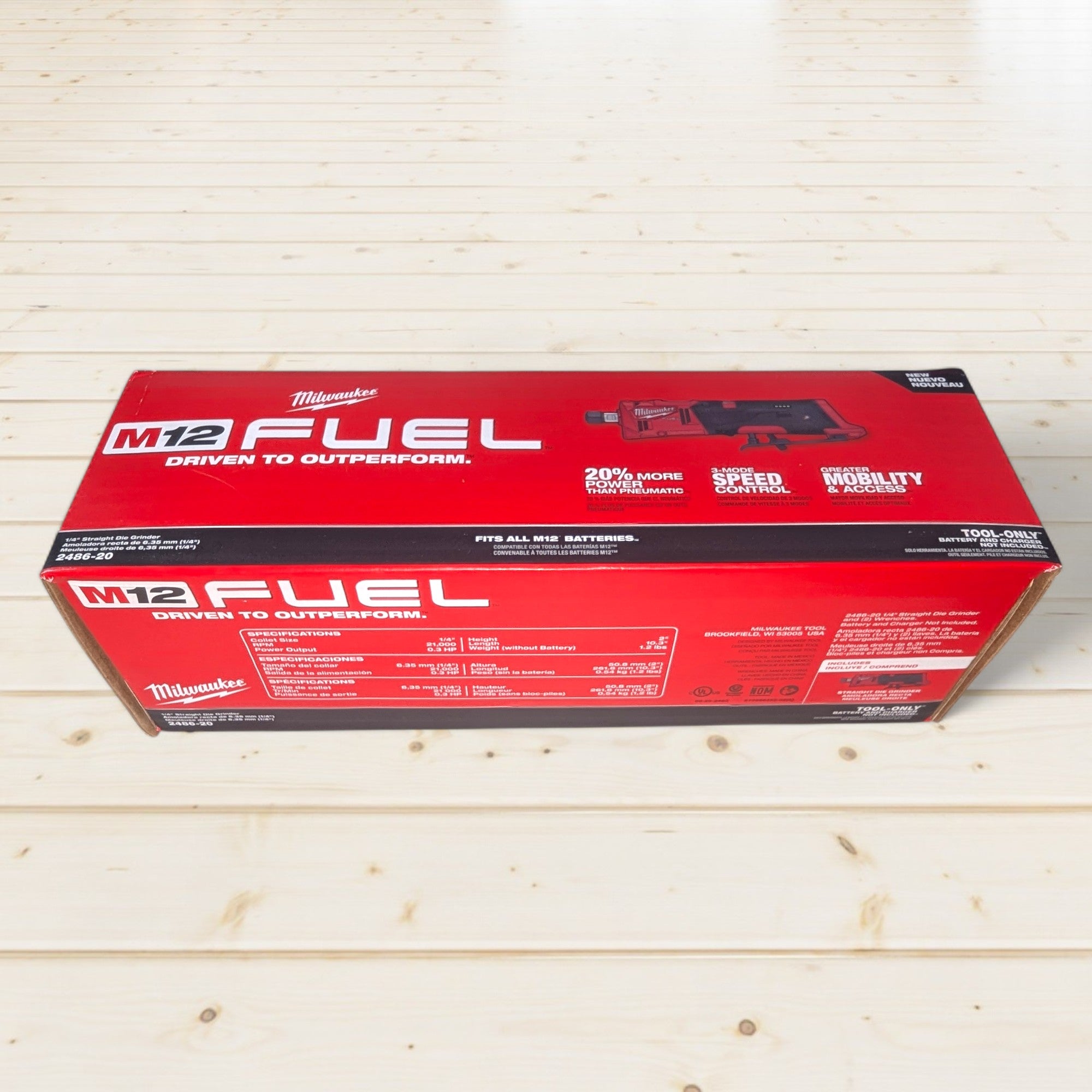 Milwaukee (2486-20) M12 FUEL 12V Lithium-Ion Brushless Cordless 1/4 in. Straight Die Grinder (Tool-Only)