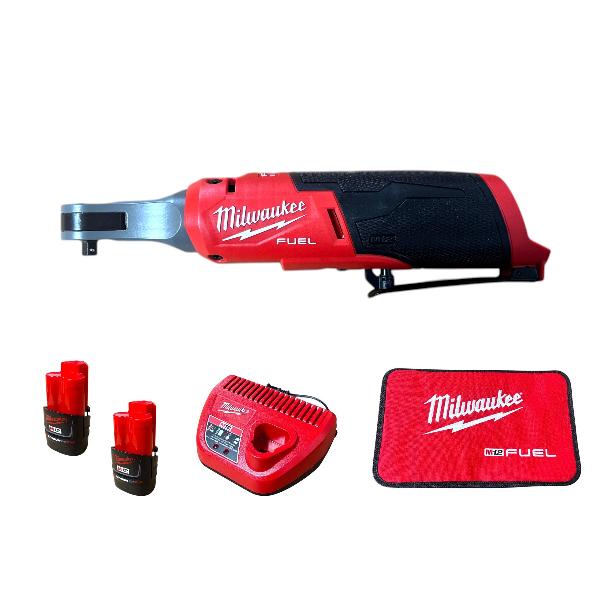 Milwaukee (2566-22) M12 FUEL 12V Lithium-Ion Brushless Cordless High Speed 1/4 in. Ratchet Kit w/(2) Batteries, Charger and Bag