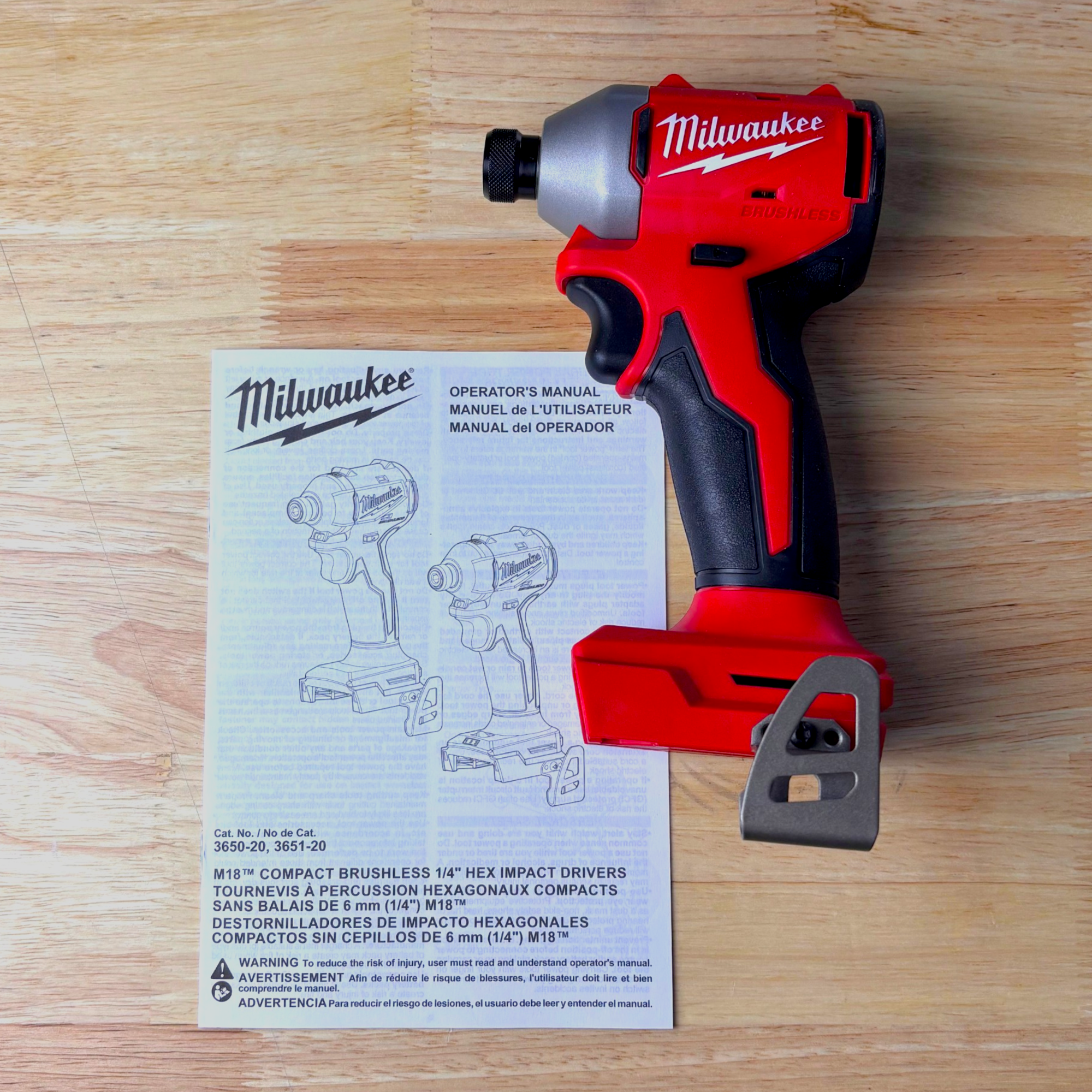 Milwaukee (3650-20) M18 18V Lithium-Ion Brushless Cordless 1/4 in. Compact Impact Driver (Tool Only) - genuine, brand new in secure, non-retail packaging