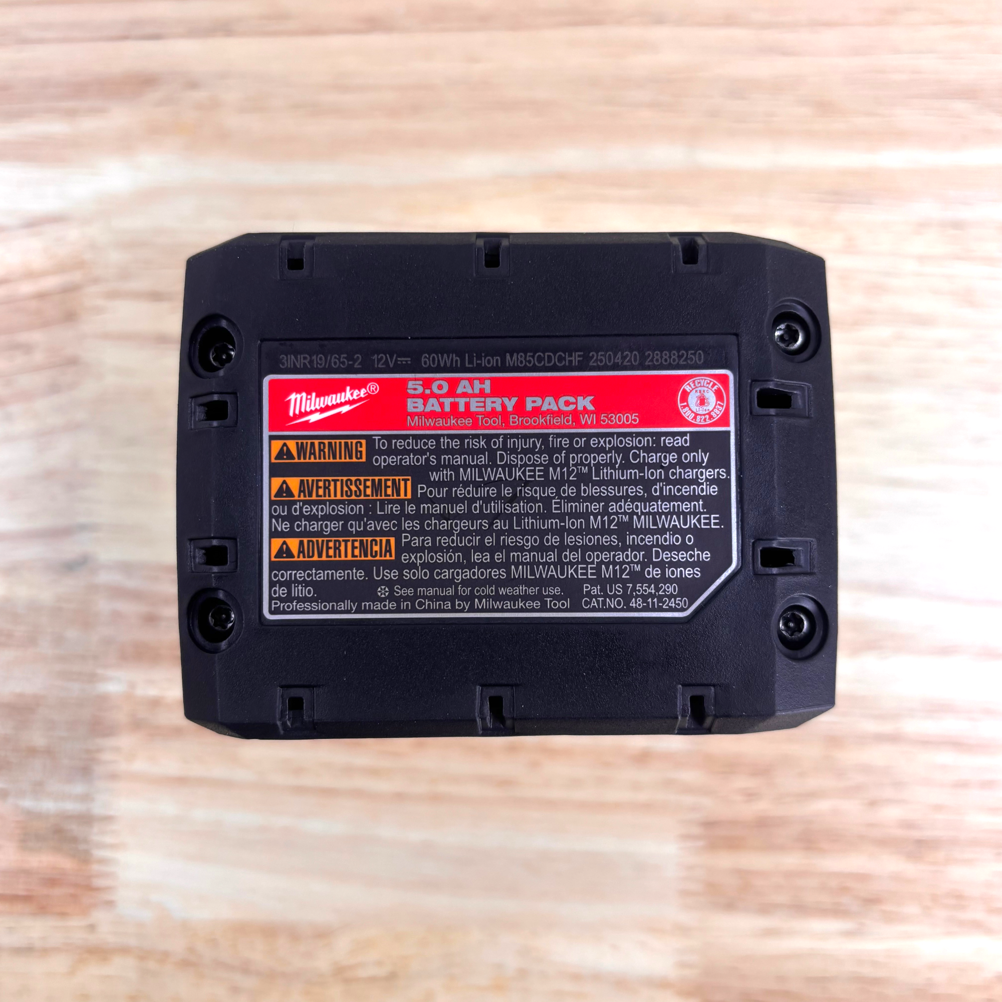 Milwaukee (48-11-2450) M12 12-Volt Lithium-Ion XC High Output 5.0 Ah Battery Pack - genuine, brand new in secure, non-retail packaging