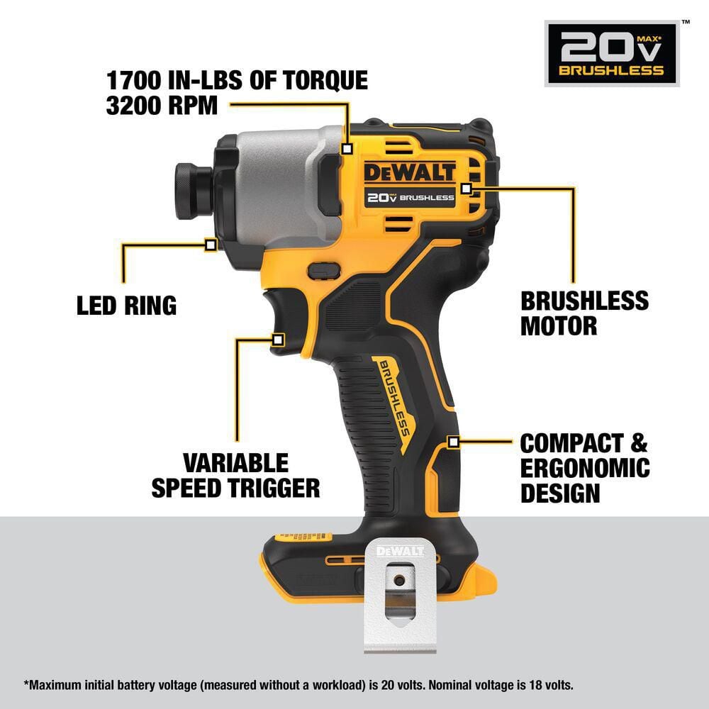 DEWALT (DCK228E2) 20V MAX Lithium-Ion 2-Tool Cordless Brushless Combo Kit with (2) Powerstack 1. 7Ah Batteries and Charger