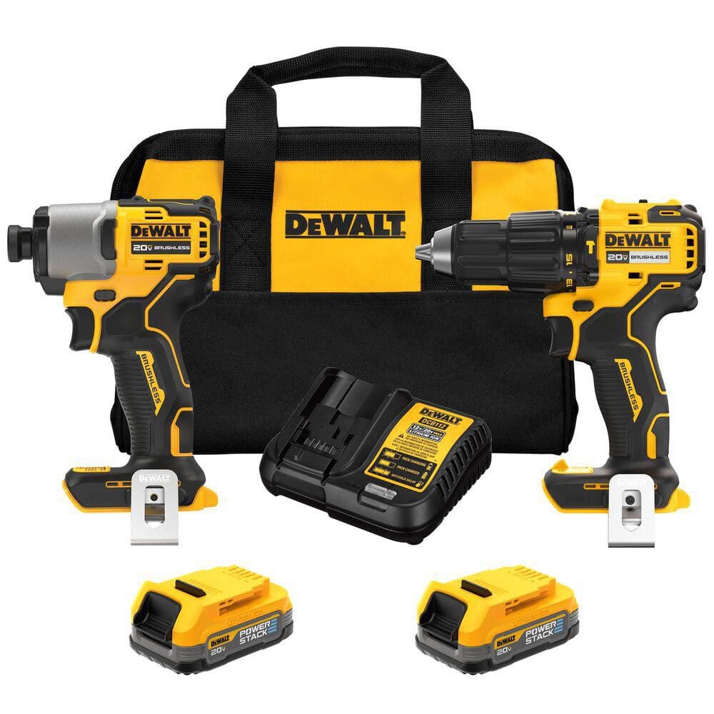 DEWALT (DCK228E2) 20V MAX Lithium-Ion 2-Tool Cordless Brushless Combo Kit with (2) Powerstack 1. 7Ah Batteries and Charger
