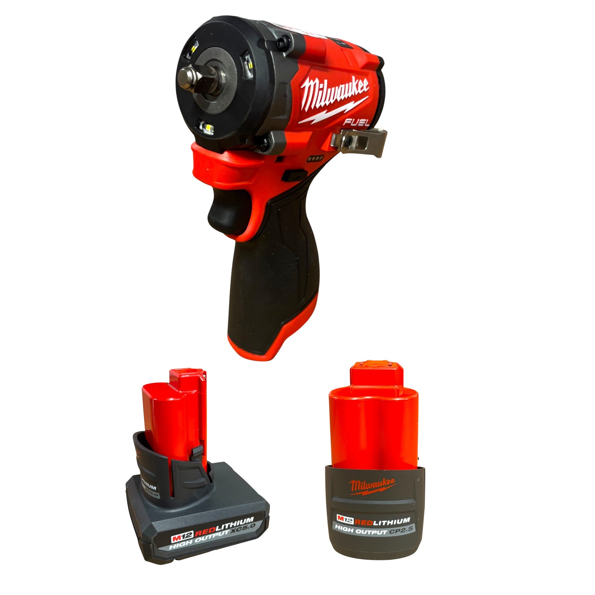Milwaukee (2562-22) M12 FUEL 12V Li-Ion Brushless Cordless Stubby 3/8 in. Impact Wrench Kit w/(1) 5.0Ah & (1) 2.5 Ah High Output Batteries