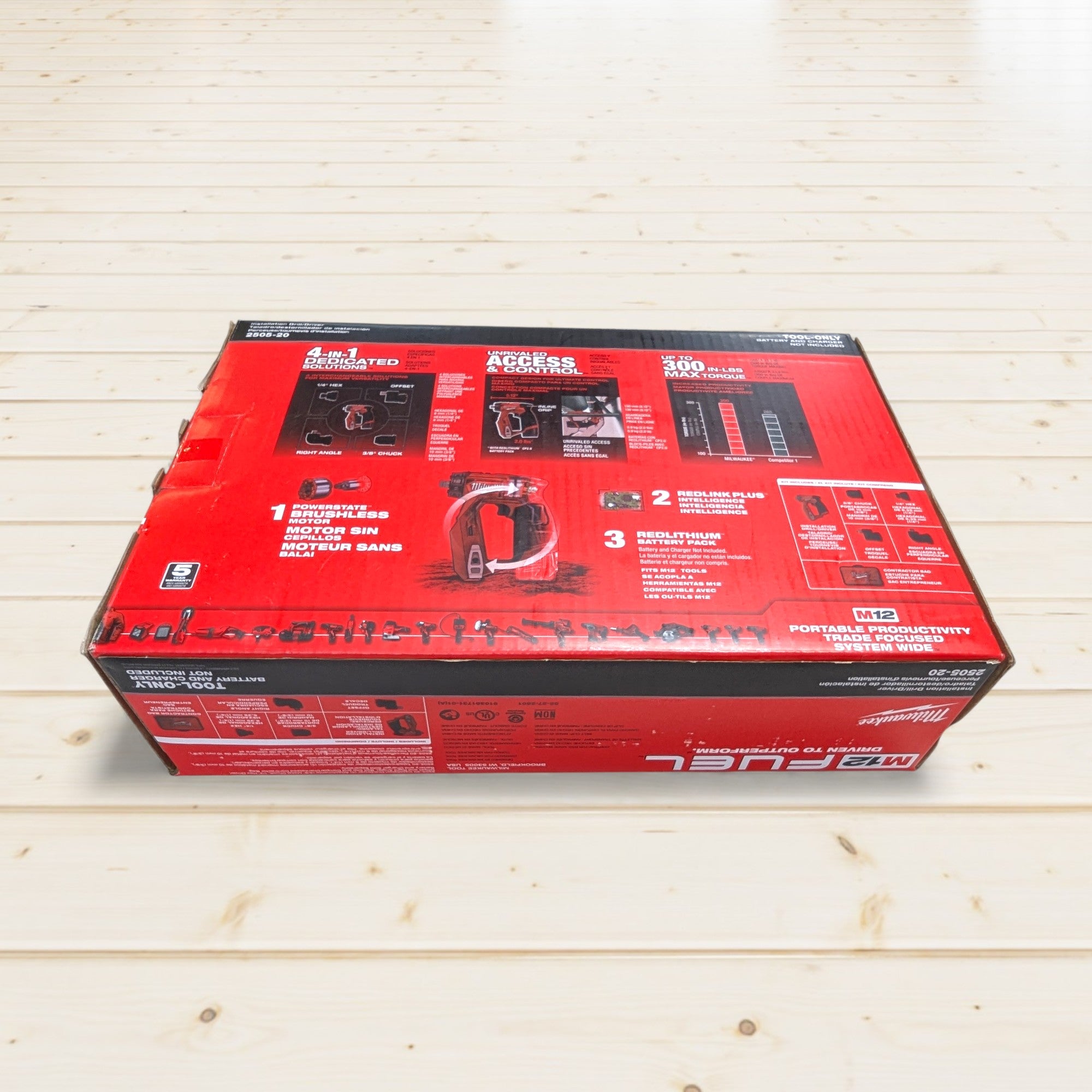 Milwaukee (2505-20) M12 FUEL 12V Lithium-Ion Brushless Cordless 4-in-1 Installation 3/8 in. Drill Driver with 4 Tool Head (Tool-Only)