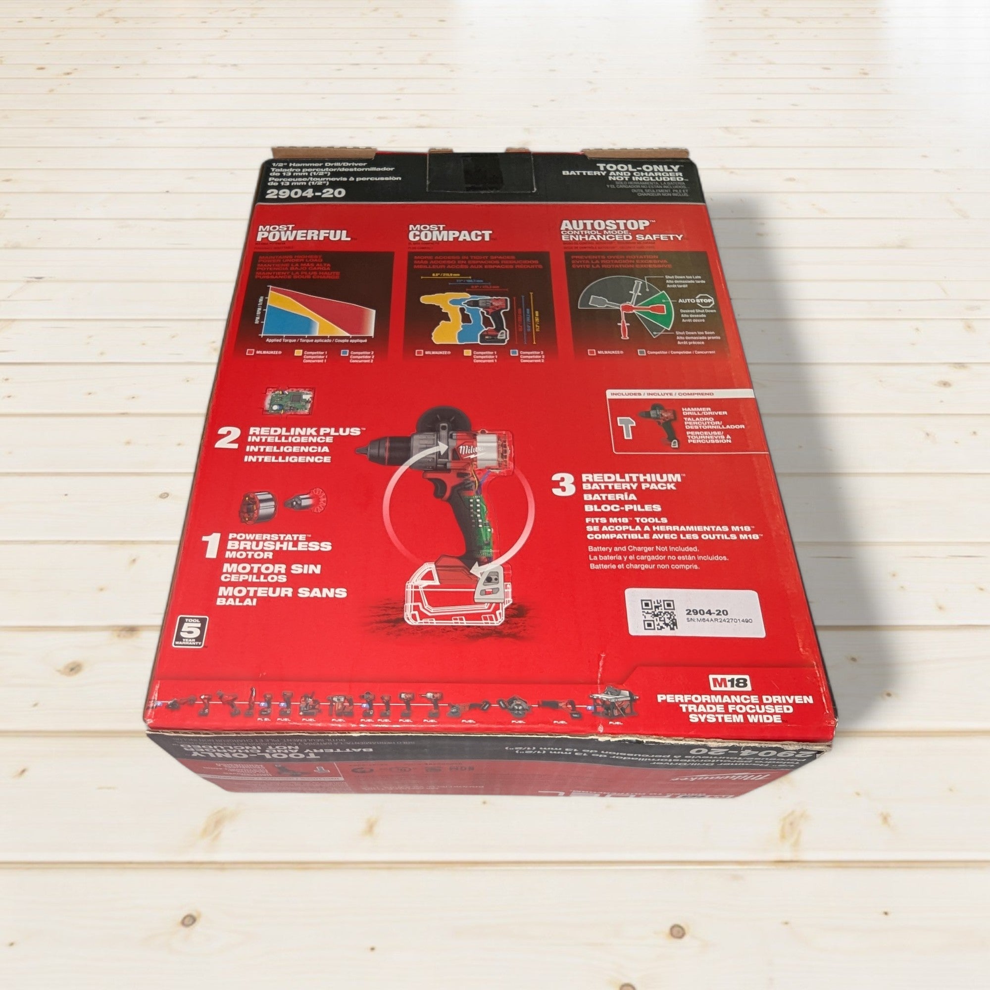 Milwaukee (2904-20) M18 FUEL 18V Lithium-Ion Brushless Cordless 1/2 in. Hammer Drill/Driver (Tool-Only)